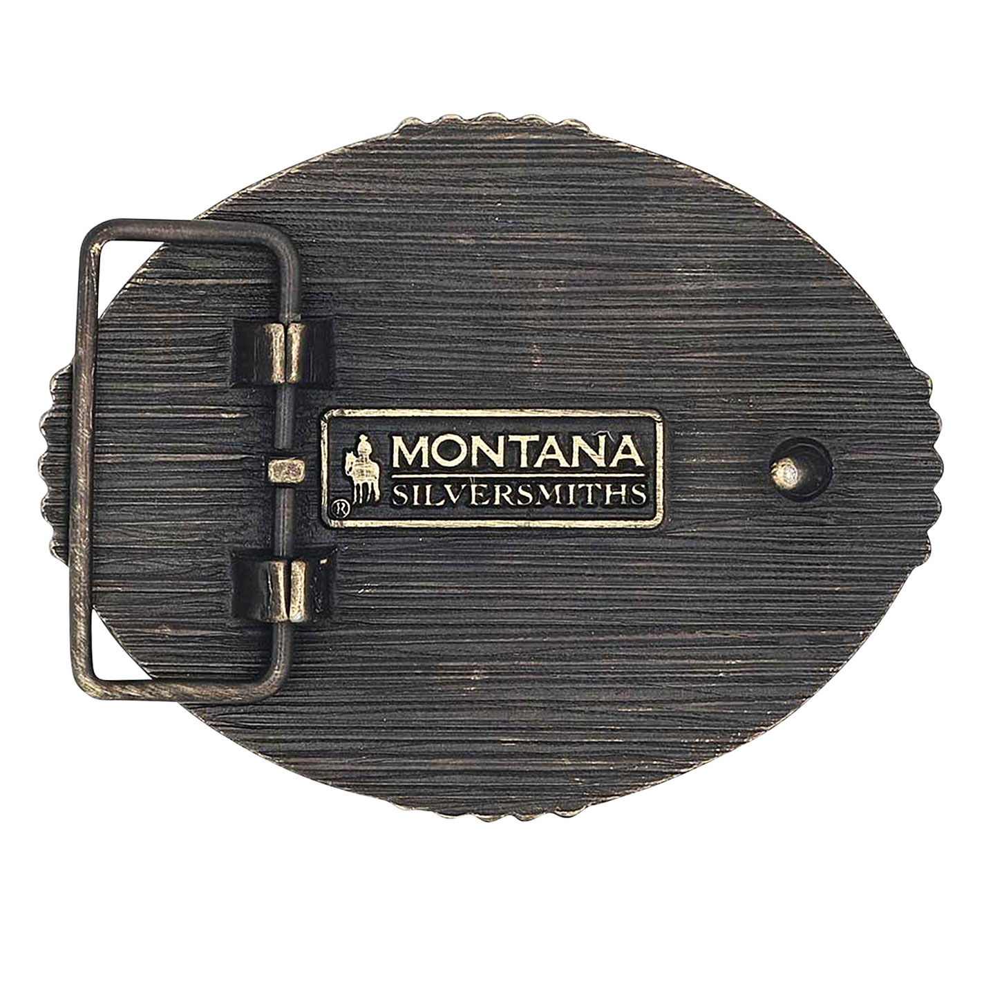 Attitude by Montana Silversmiths Antique Gold with Black Background Gold Bucking Bronc Rider Scrolling and Rope Detail Belt Buckle - Image 1