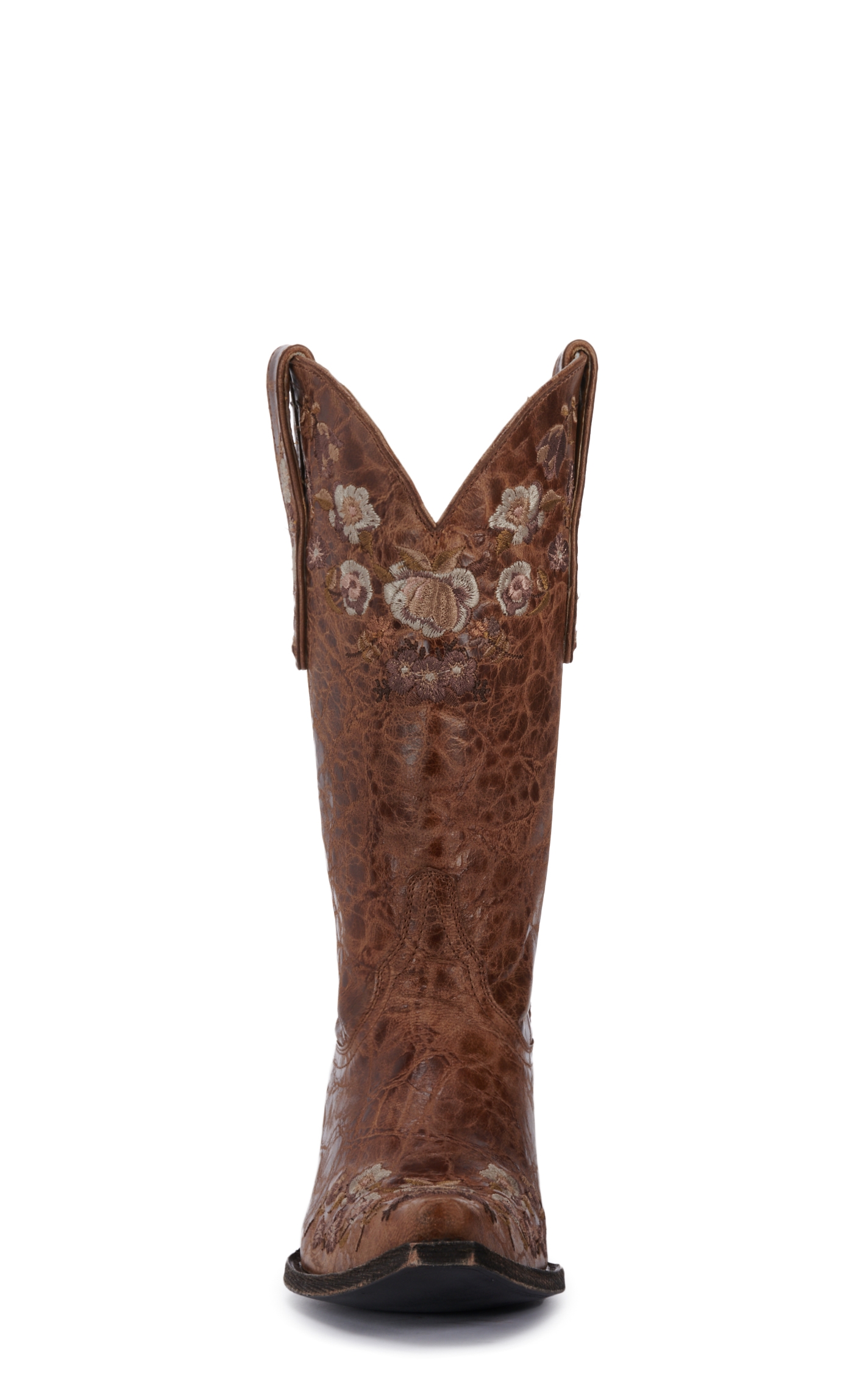 Cavender's Women's Brown with Floral Embroidery Snip Toe Cowboy Boots - Image 1