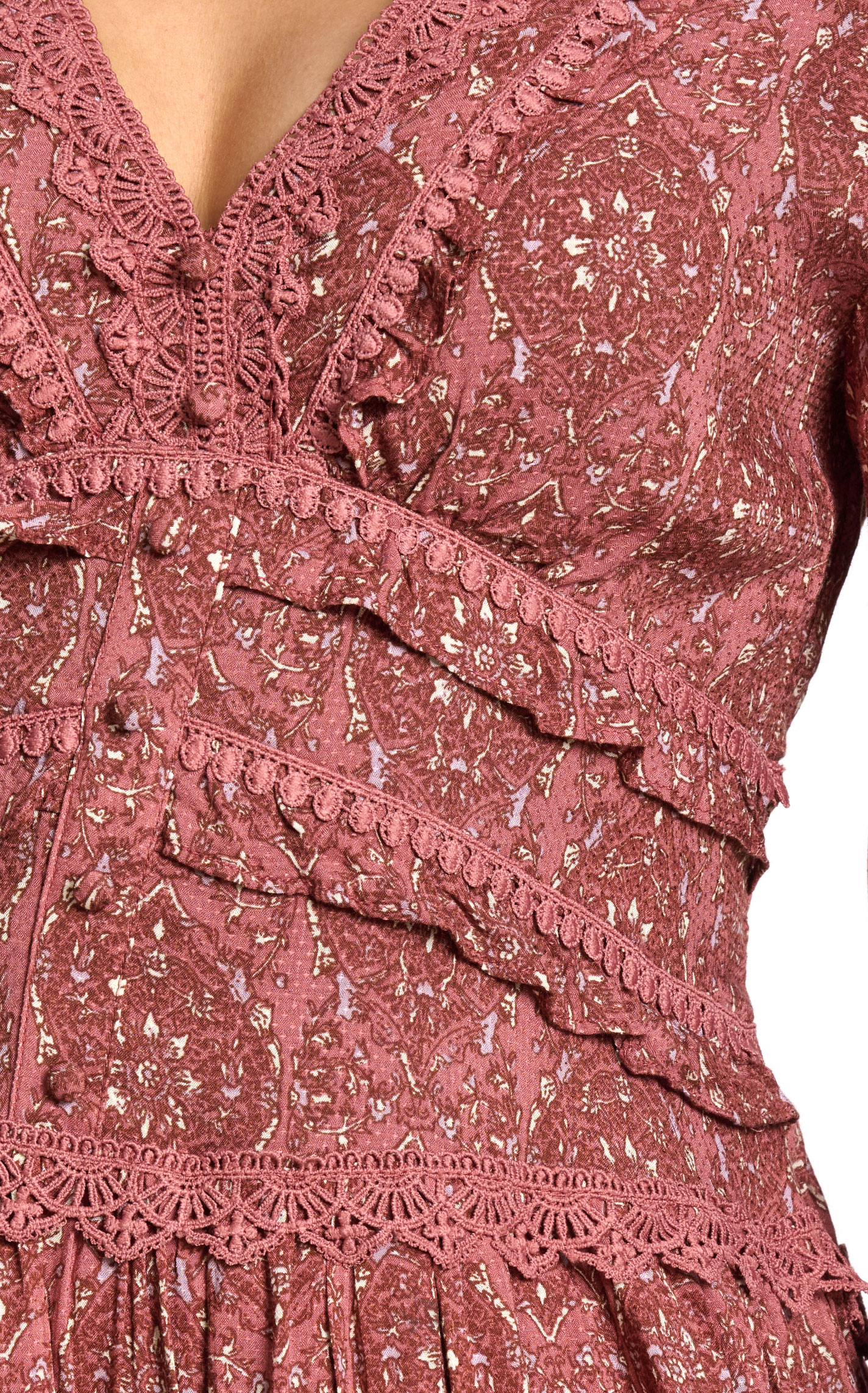Blue B Women's Wine & Dusty Pink Floral Medallion Print Dress - Image 1