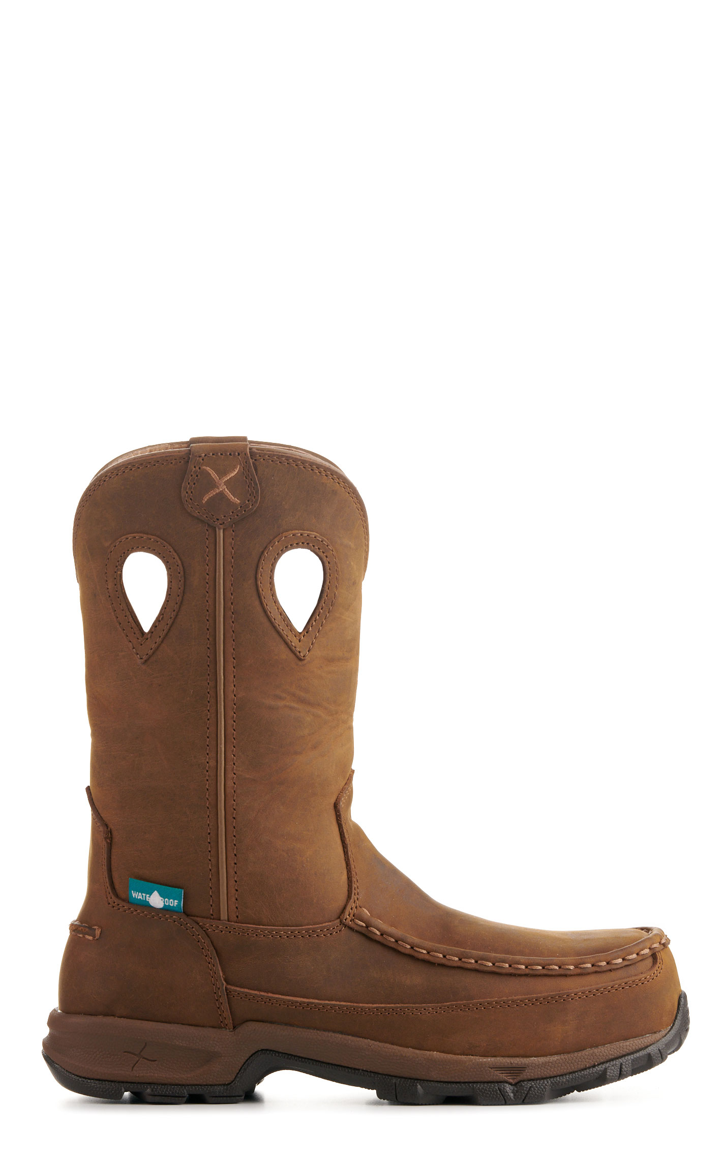 Twisted X Women's Distressed Saddle Waterproof Moc Nano Composite Toe Work Boot - Image 1
