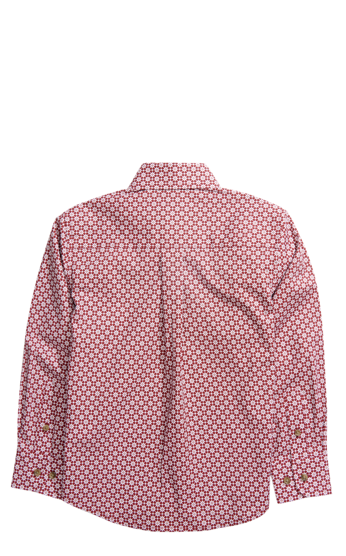Wrangler Boy's Burgundy & White Floral Geo Print Long Sleeve Western Shirt - Cavender's Exclusive - Image 1