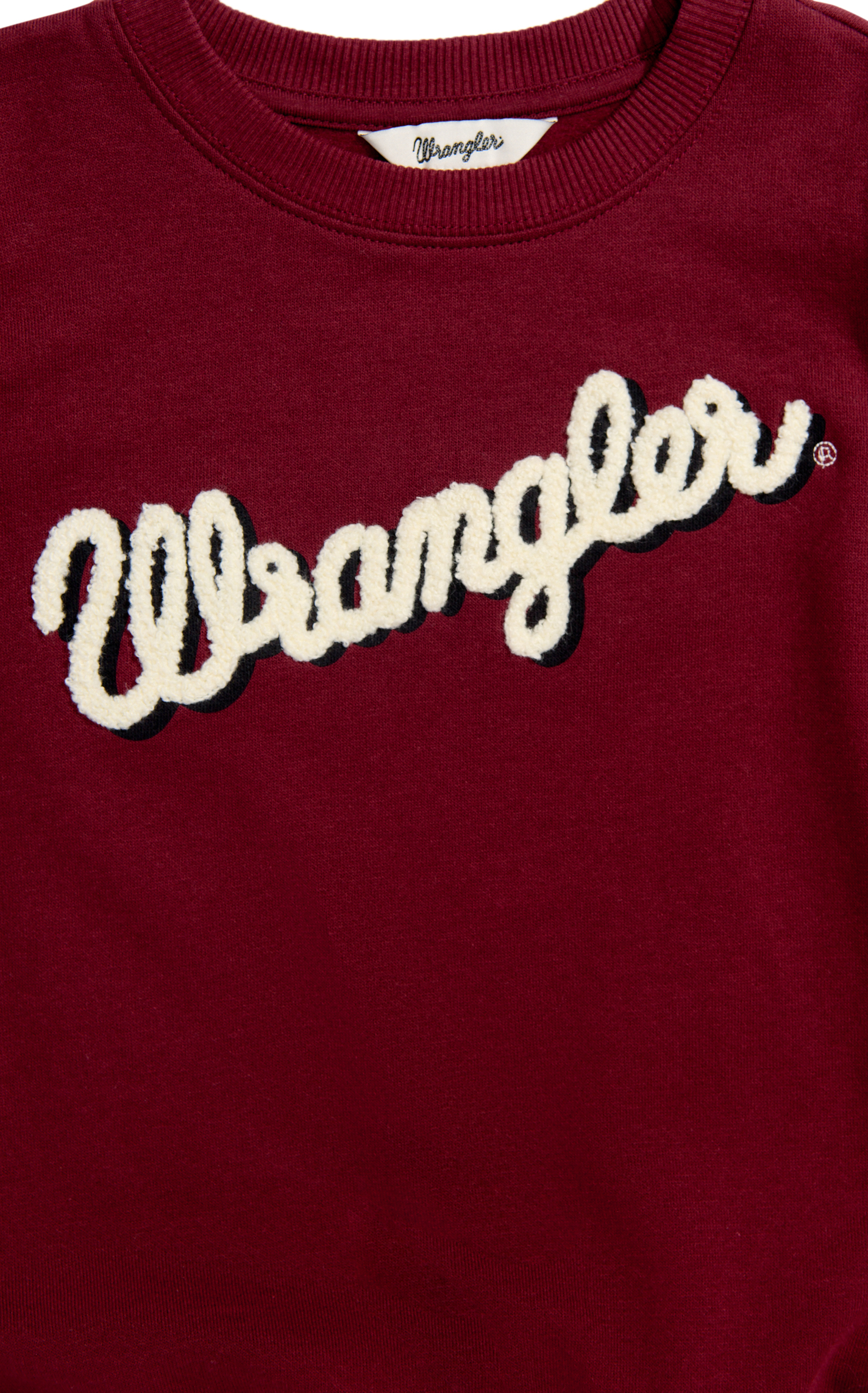 Wrangler Girl's Burgundy & Fuzzy Logo Front Sweatshirt - Image 1