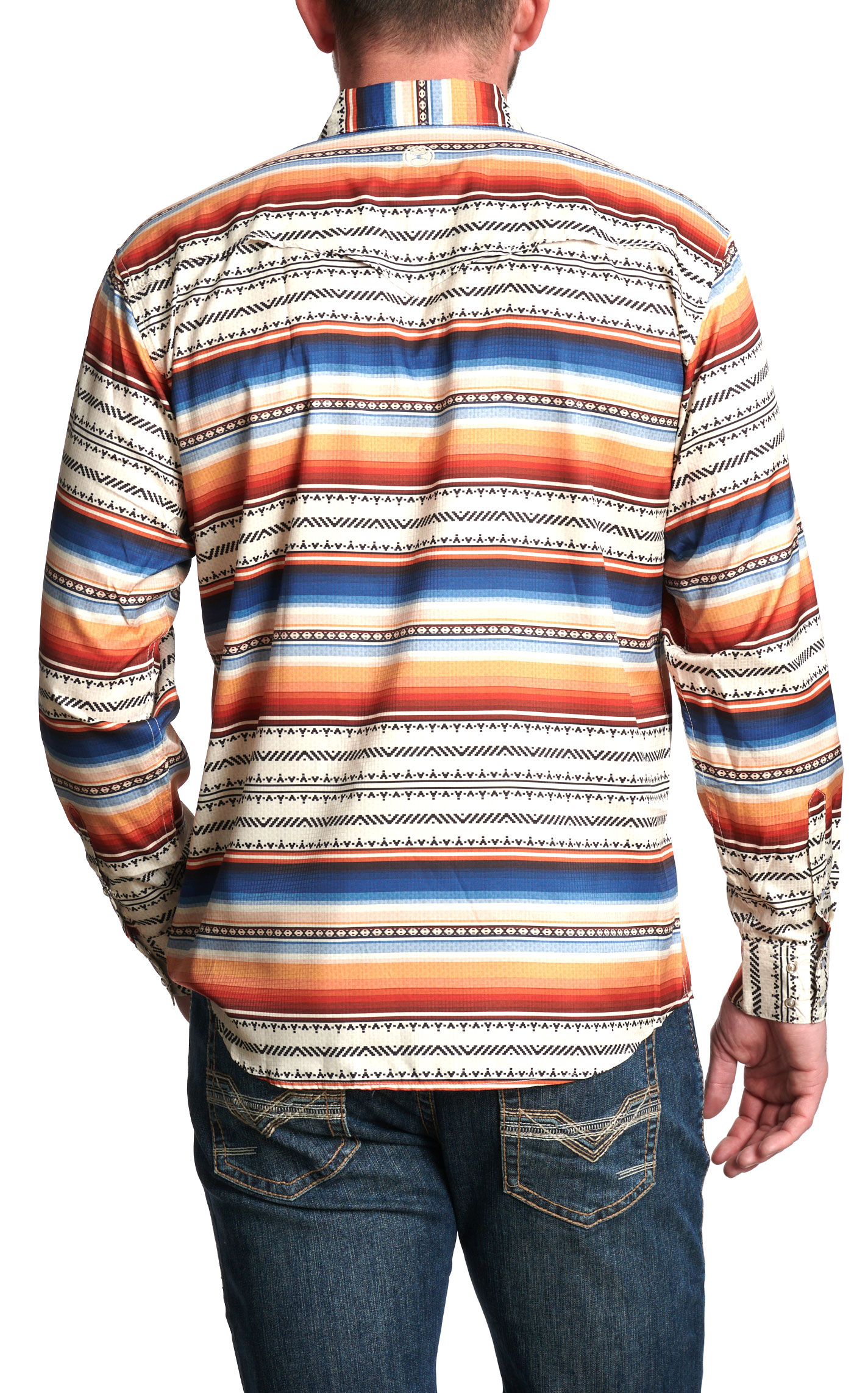 Hooey Men's Sunset & Blue Serape Stripe Print Western Shirt - Image 1