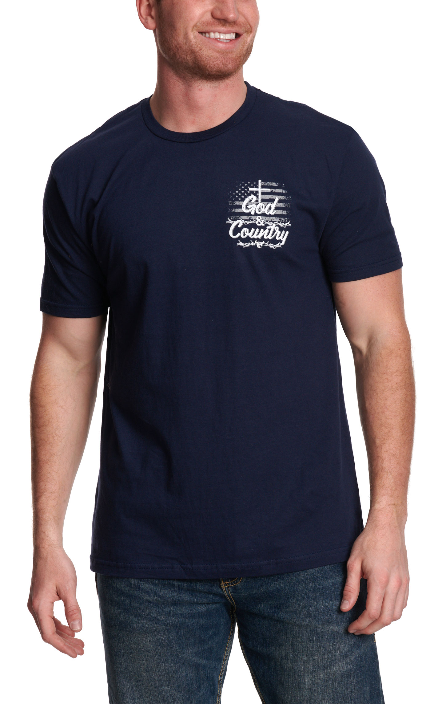 Cowboy Hardware Men's Navy God & Country T-Shirt - Image 1