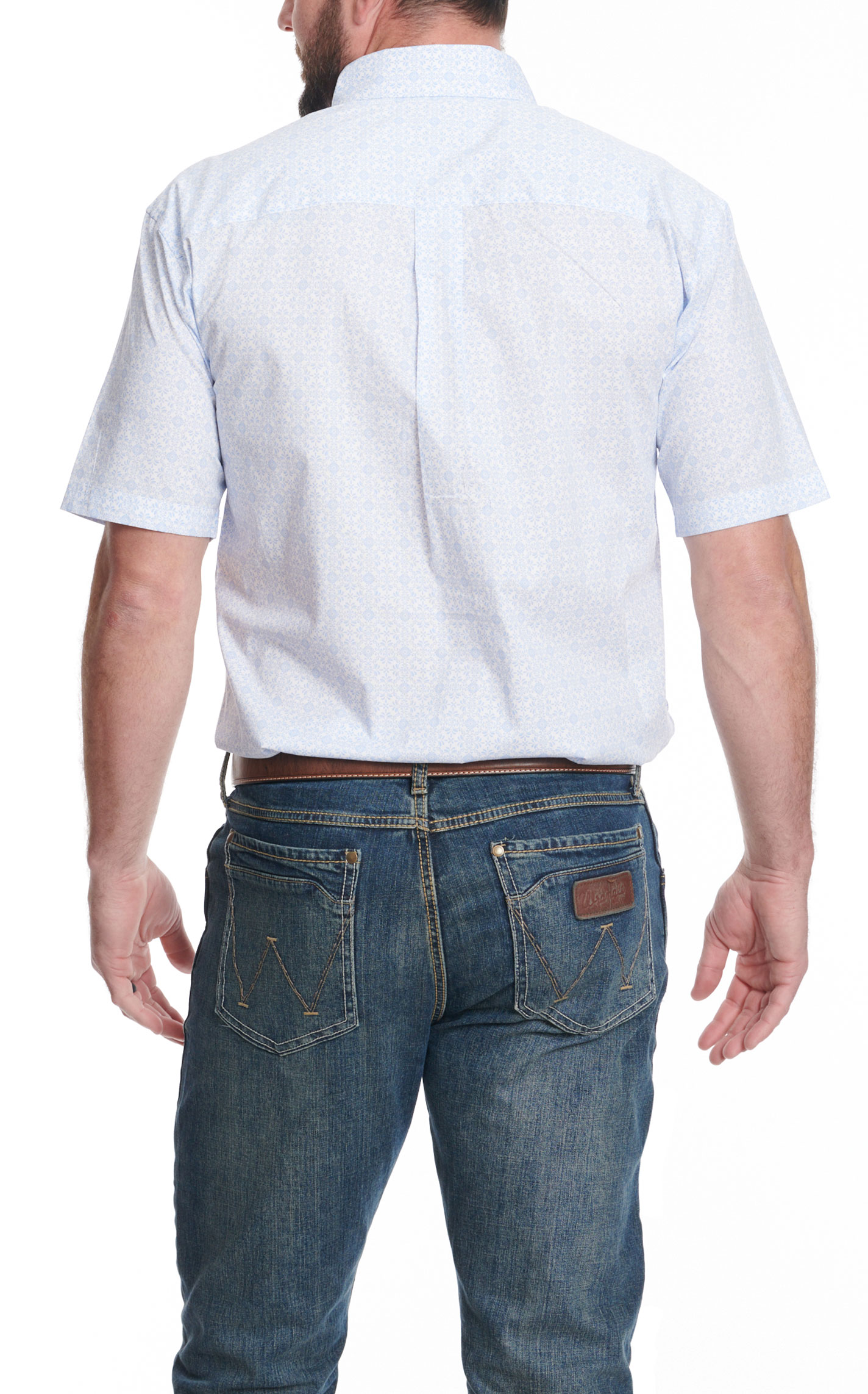 Wrangler Men's George Strait Collection Cornflower Blue Floral Western Shirt - Image 1