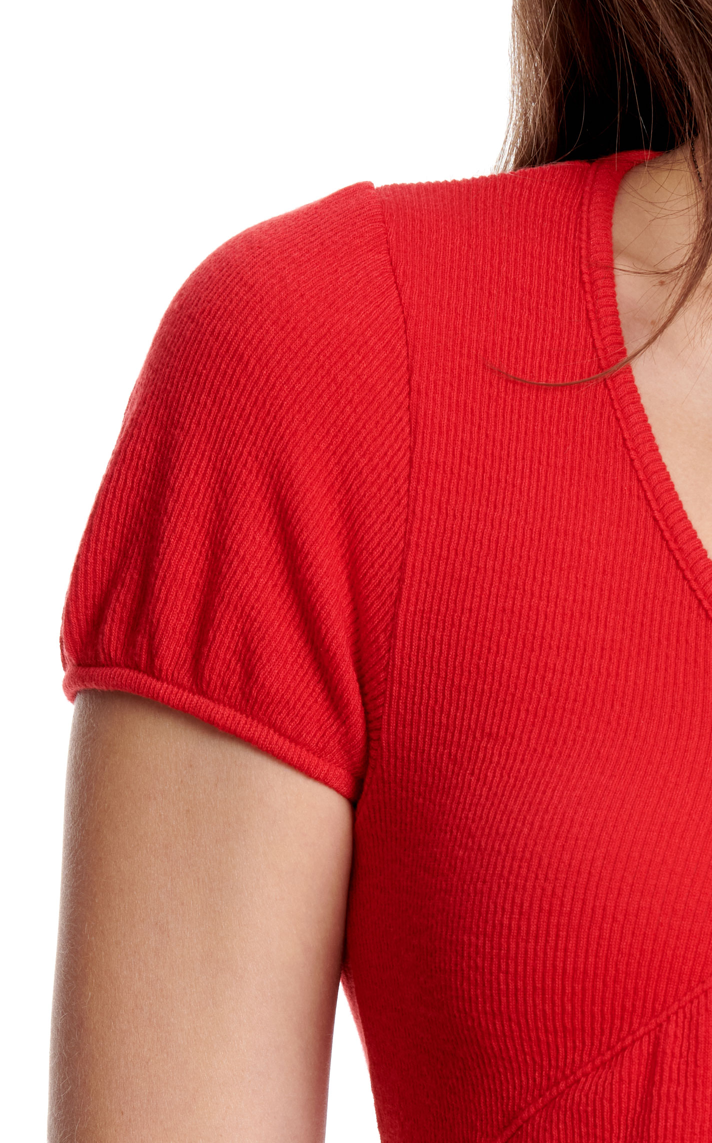 Moa Moa Women's Red Ribbed V-Neck Top - Image 1