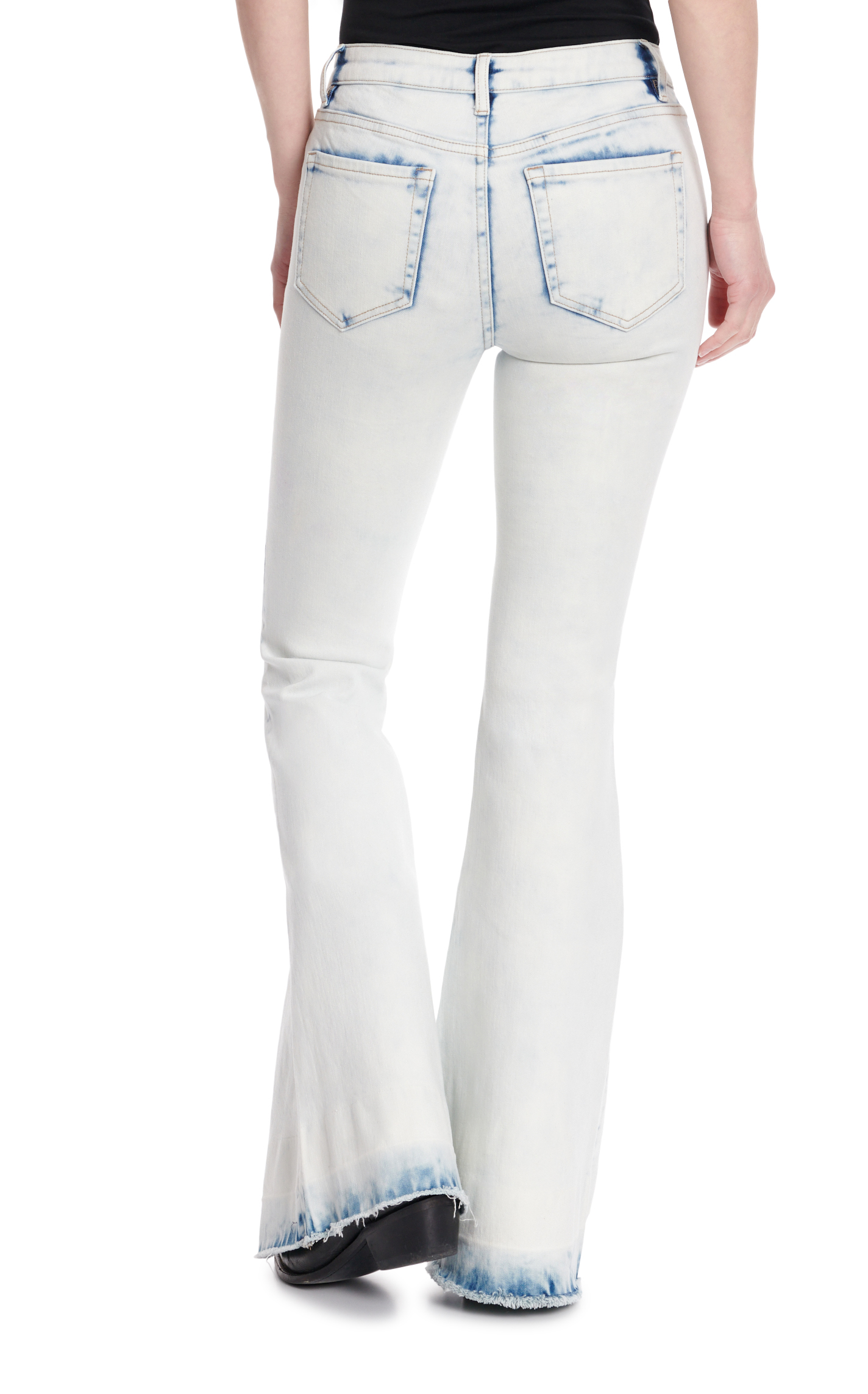 Mica Women's Bleached Light Wash Mid Rise Released Hem Flare Leg Jeans - Image 1