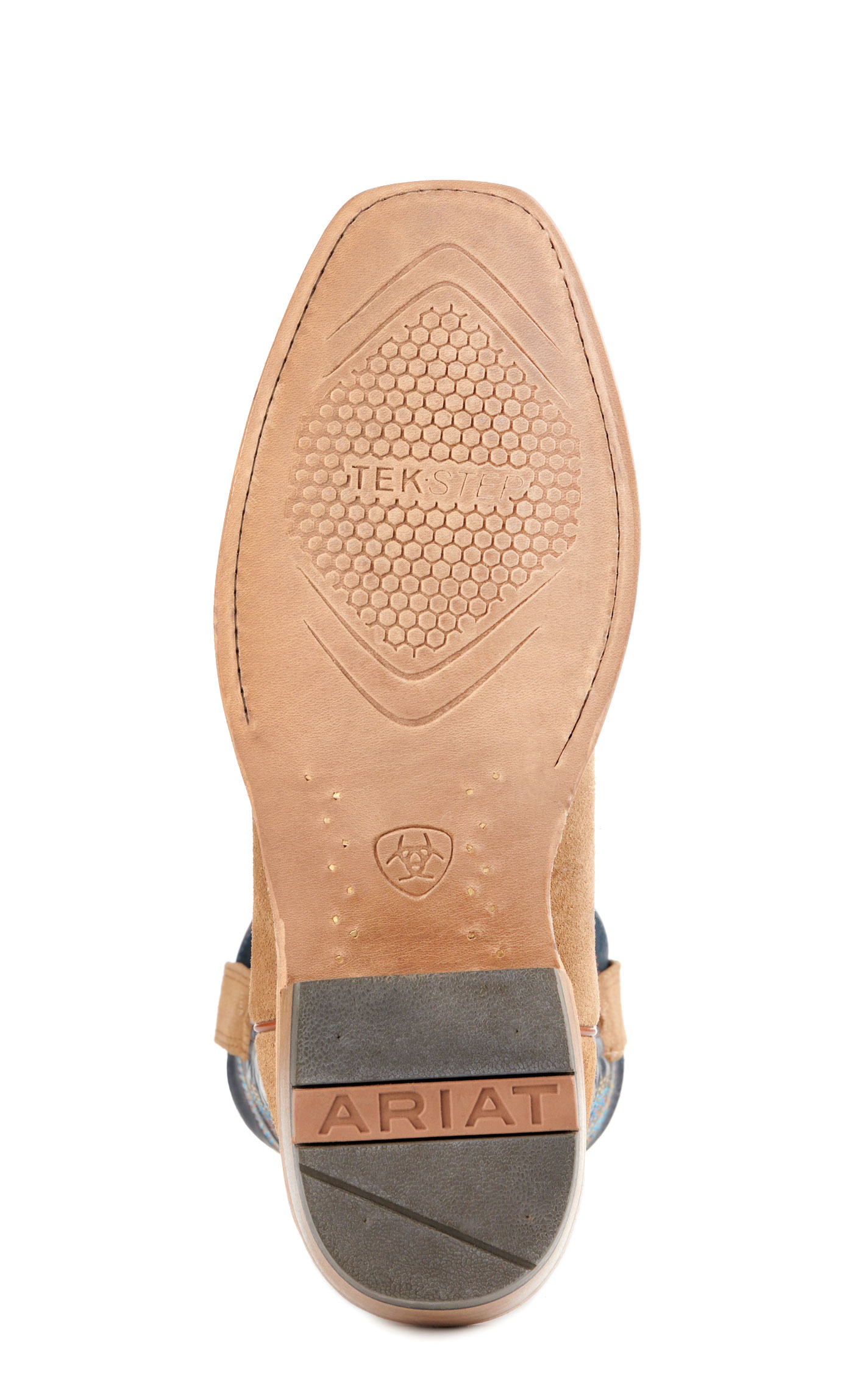 Ariat Men's Futurity Showman Tan Roughout and Navy TekStep Punchy Square Toe Cowboy Boots - Image 1