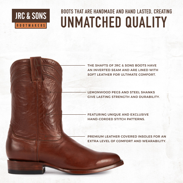 JRC & Sons Men's Todd Ranch Hand Leather Round Toe Roper Boot in Tan - Image 1