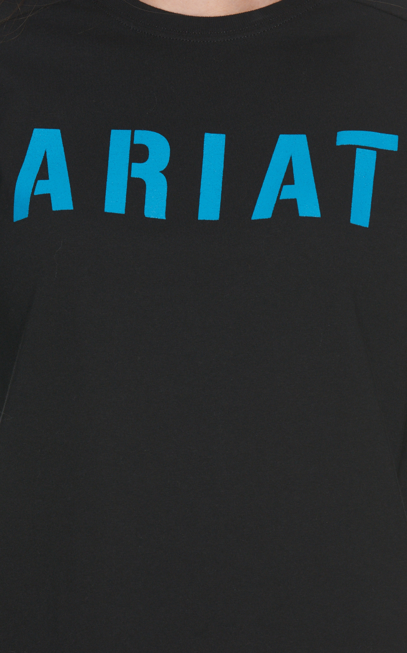 Ariat Women's Rebar Cotton Strong Black with Turquoise Logo Long Sleeve Work T-Shirt - Image 1