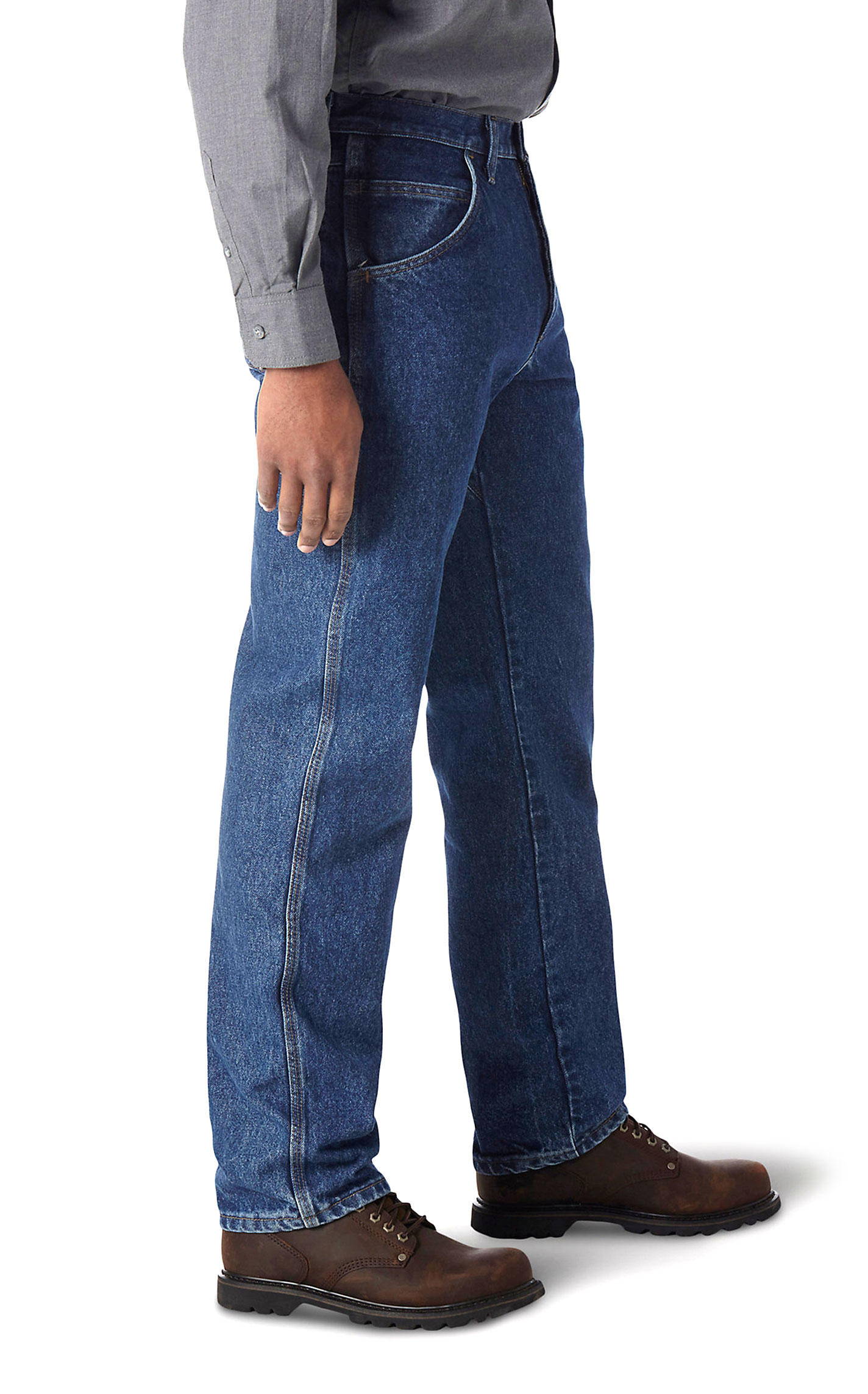 Wrangler Riggs Men's FR Medium Wash Relaxed Fit Work Jeans - Image 1