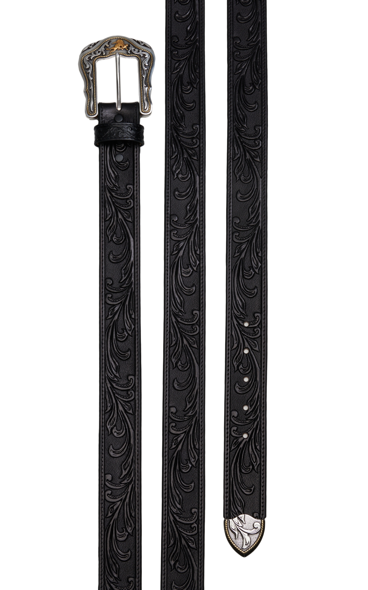 Tony Lama Men's Black Leather Westerly Ride Western Belt - Image 1