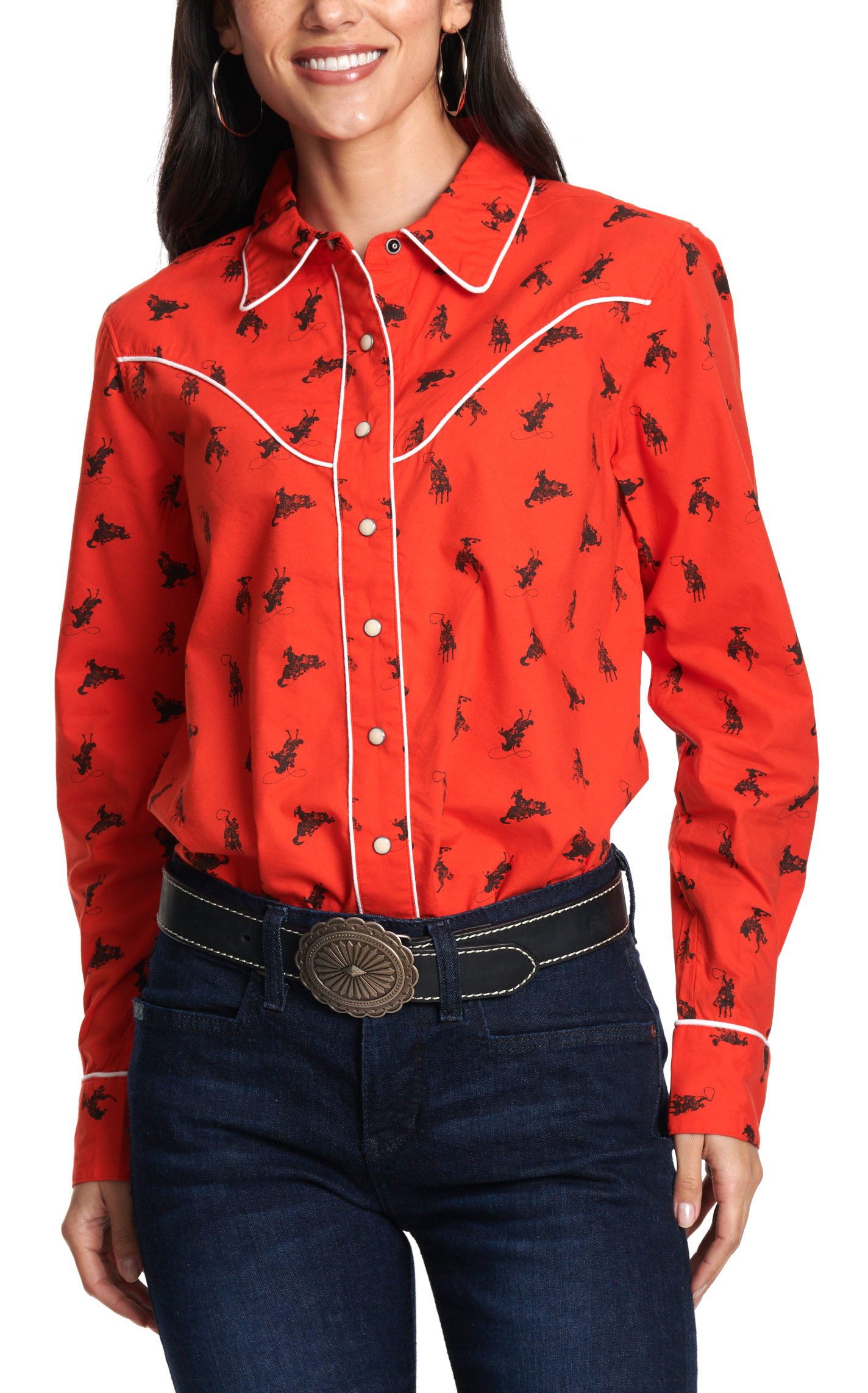 Cruel Girl Women's Red & Black Western Print Top - Image 1