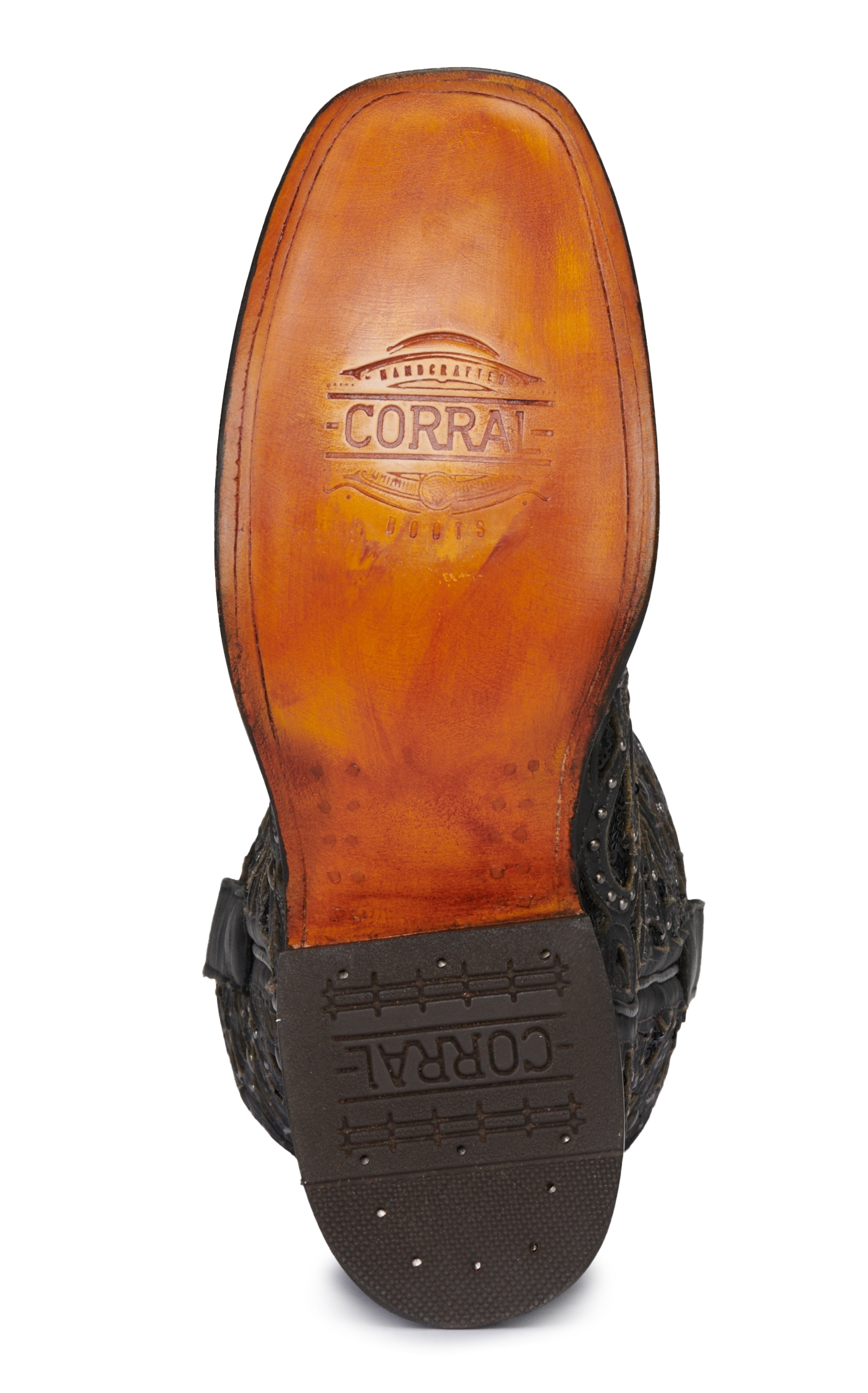 Corral Women's Black with Black Glitter Inlay and Studs Square Toe Cowboy Boot - Image 1