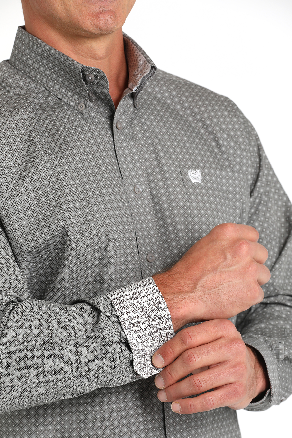 Cinch Men's Black & Cement Geo Western Shirt - Image 1