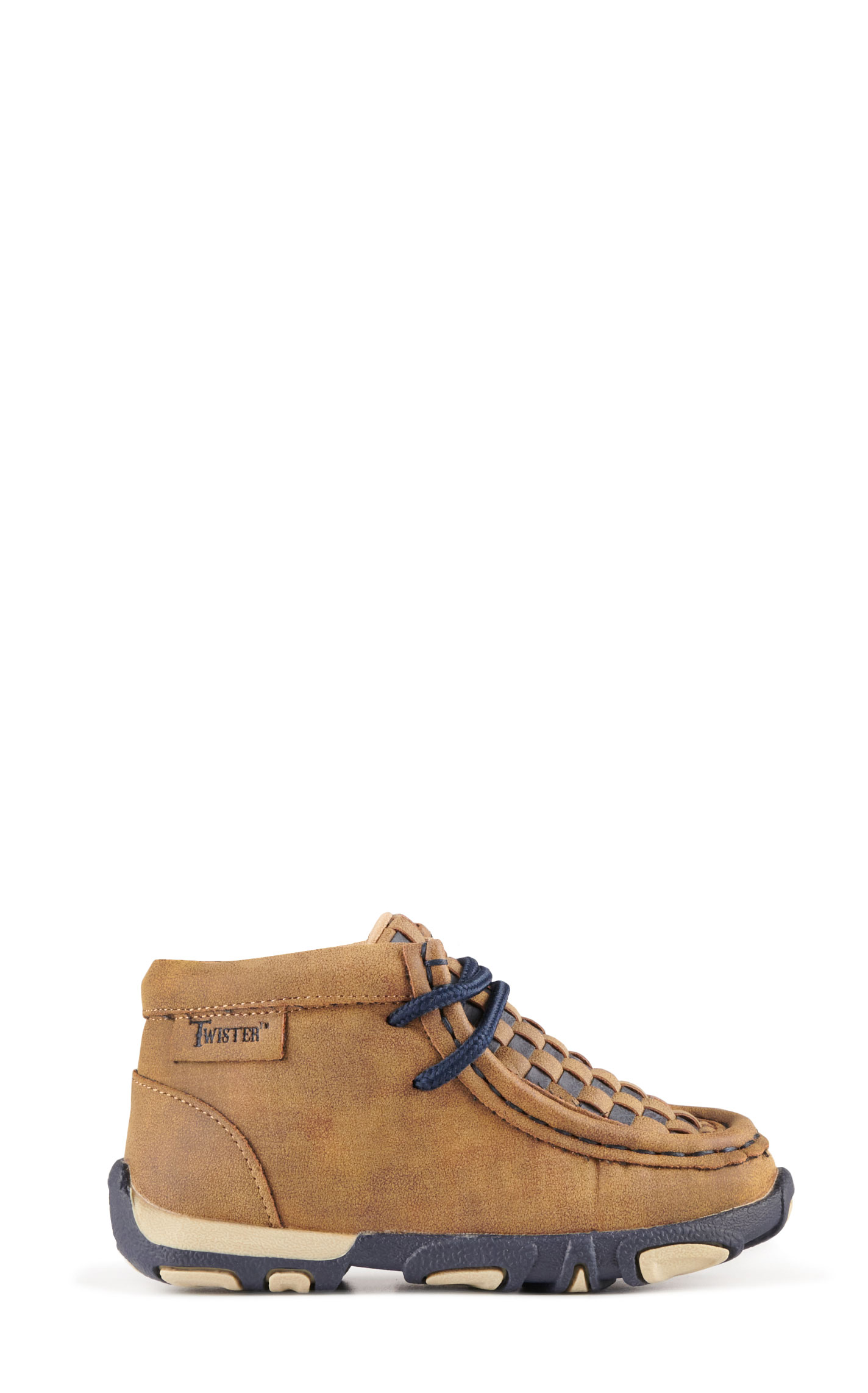 Twister Toddler Oliver Brown with Navy Basketweave Moc Toe Chukka Casual Shoe - Image 1