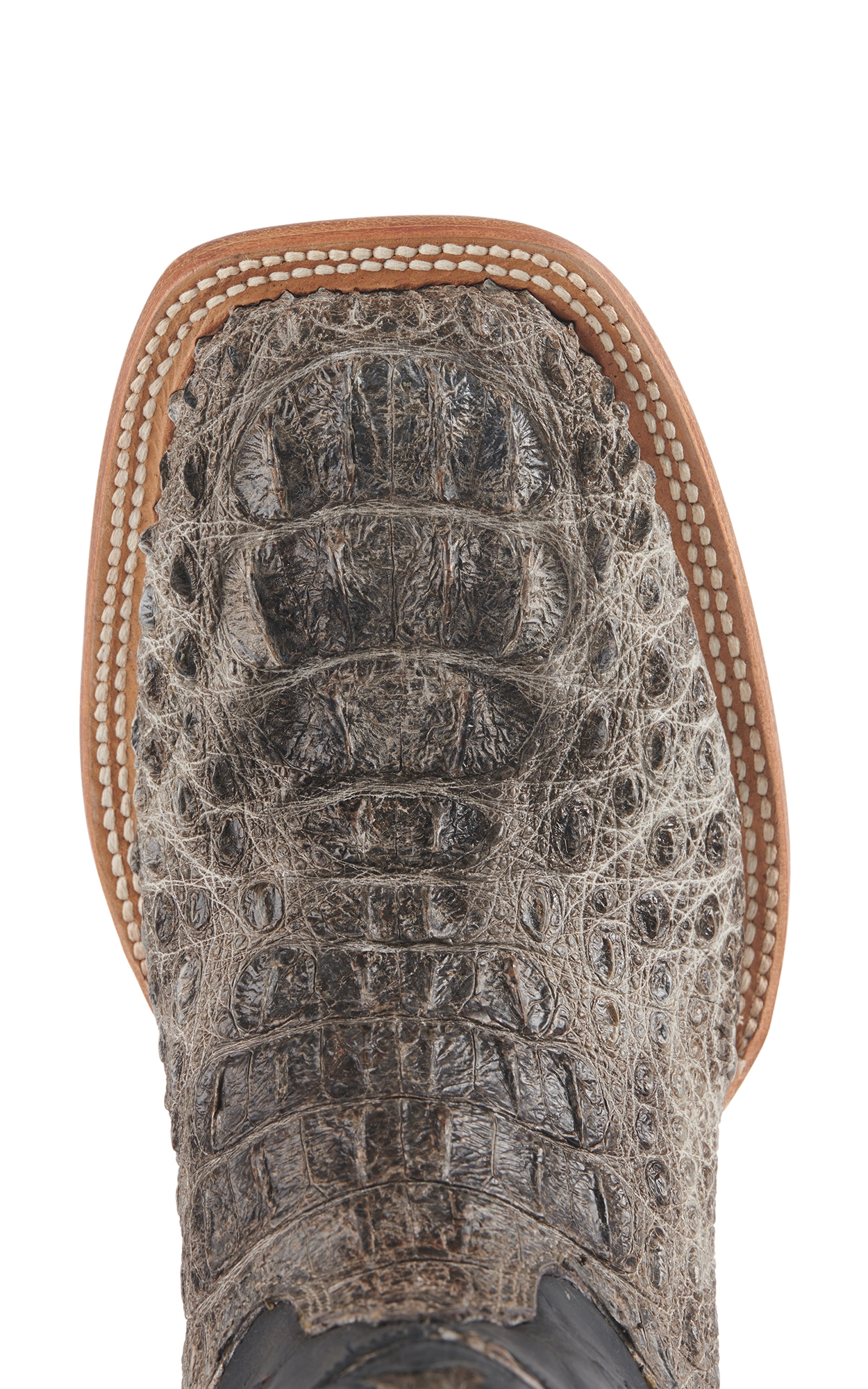 Black Jack Men's Natural Caiman Hornback and Black with Star Inlay Wide Square Toe Exotic Cowboy Boots - Image 1