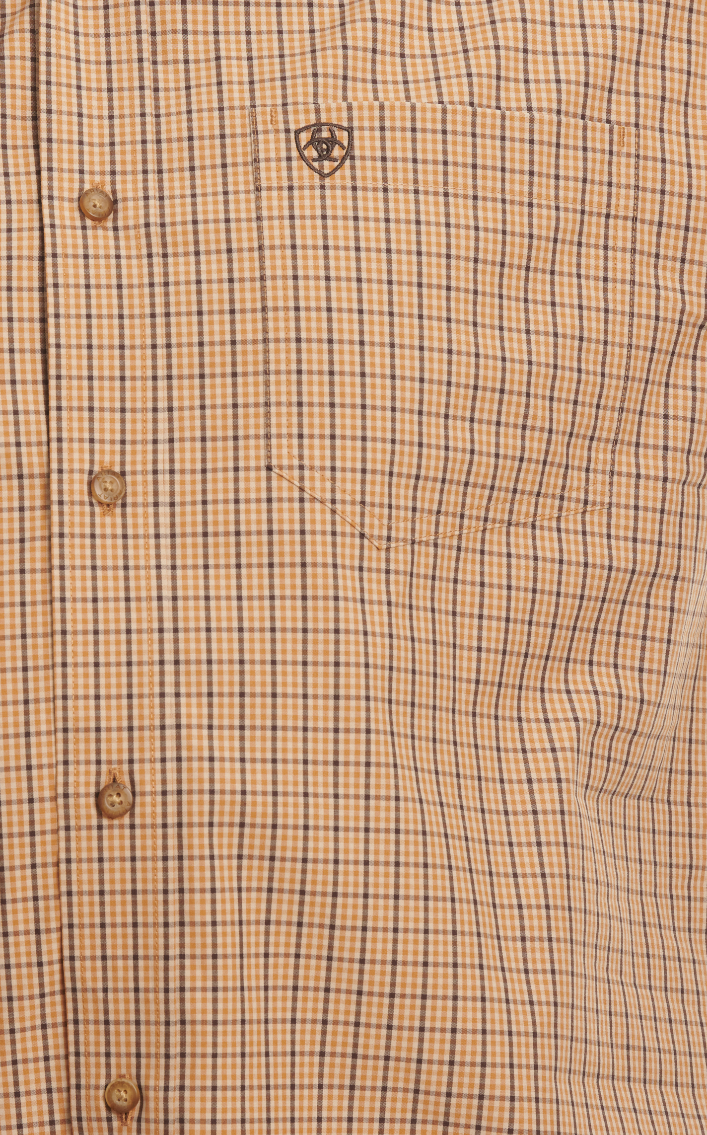 Ariat Pro Series Men's Cedar Black & Mustard Plaid Western Shirt - Image 1