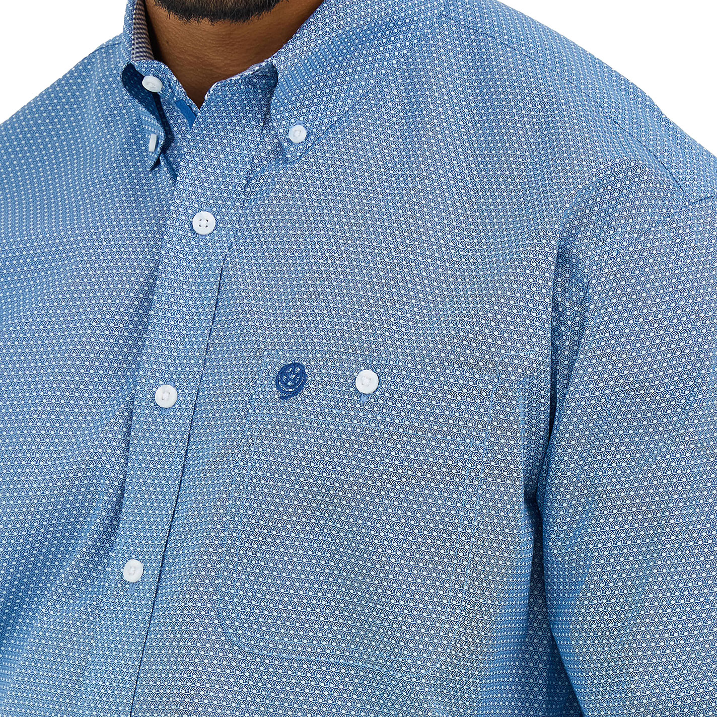 Wrangler Men's George Strait Blue Geo Print Long Sleeve Western Shirt - Image 1