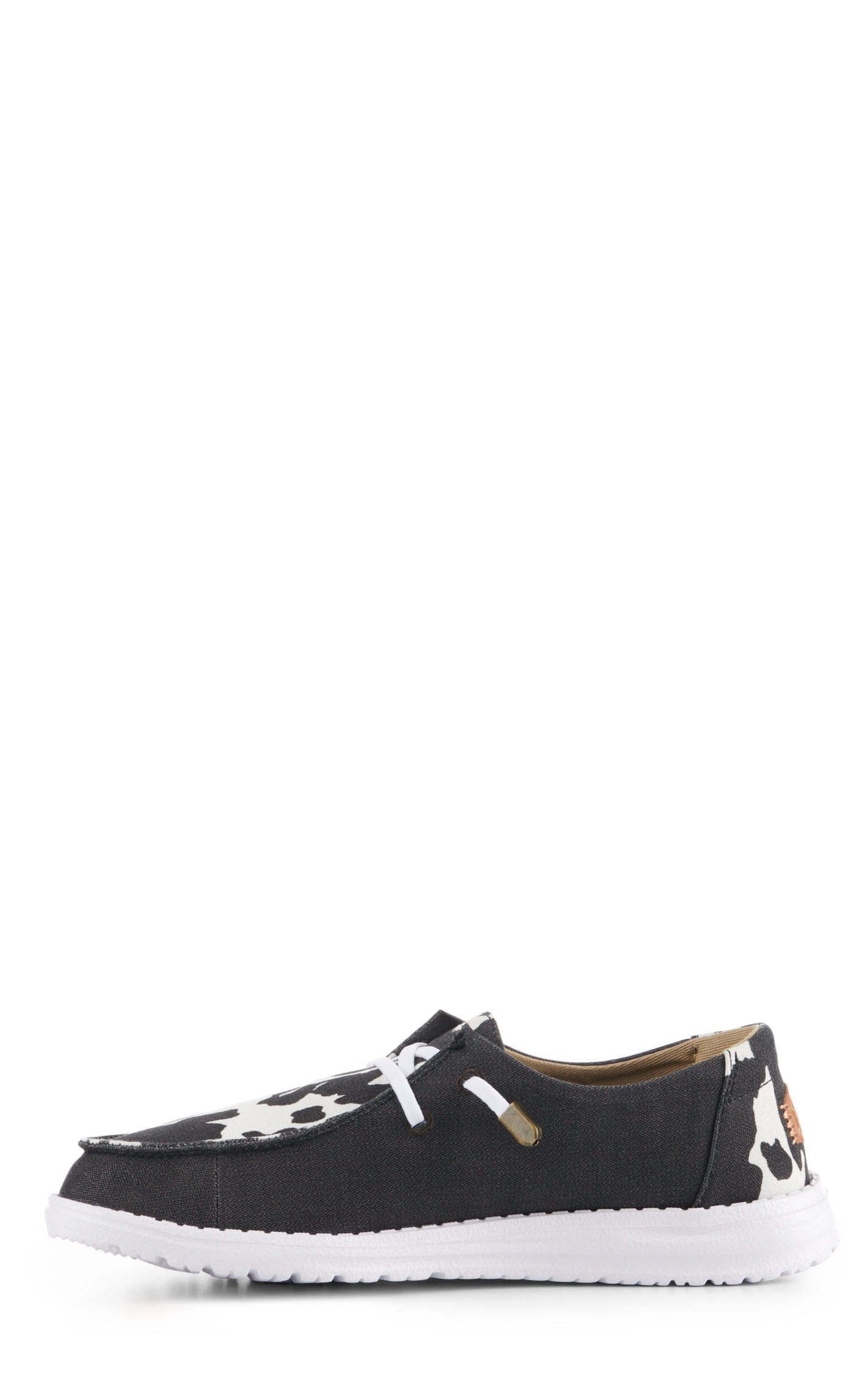 Hey Dude Women's Wendy Animal Black and White Cow Print Moc Toe Lace Up Casual Shoes - Image 1
