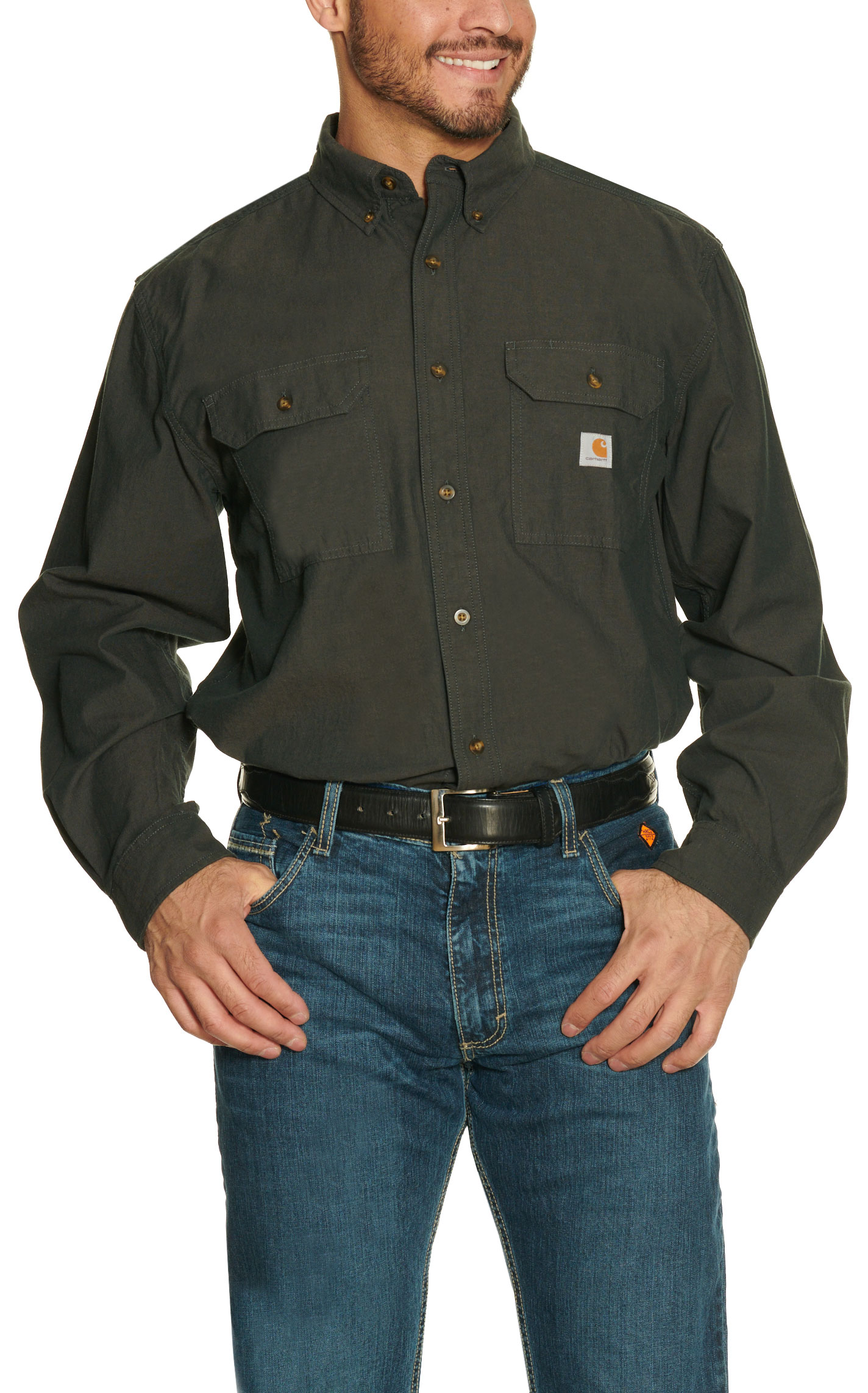 Carhartt Men's Loose Fit Midweight Black Chambray Long Sleeve Shirt - Image 1