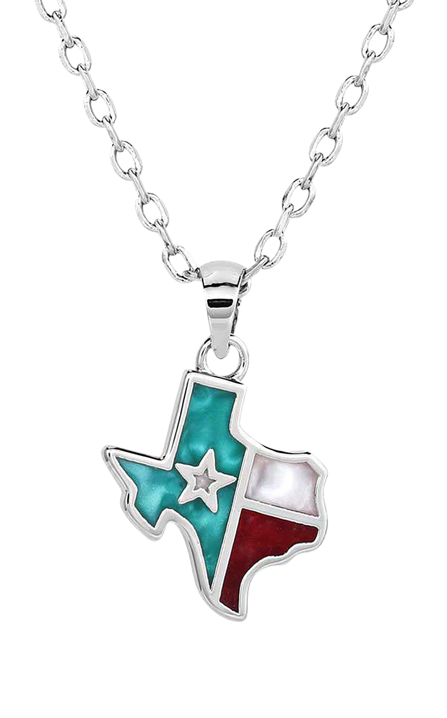 Montana Silversmiths Silver Texas Forever Tiny Link Chain Texas Pendant Necklace - Image 1