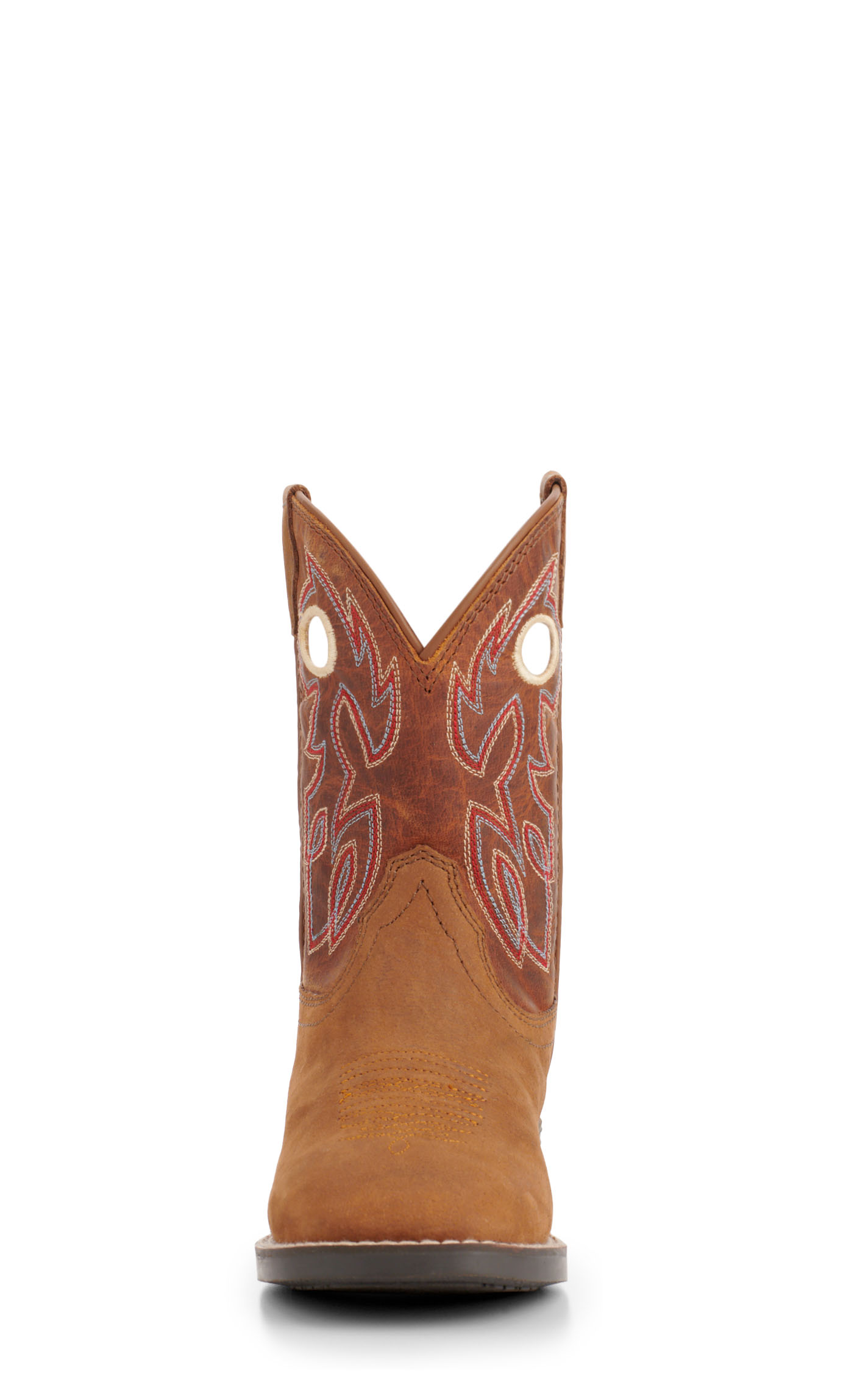 Justin Kids Bowline Junior Brown and Sunset Brown Wide Square Toe Cowboy Boots - Image 1