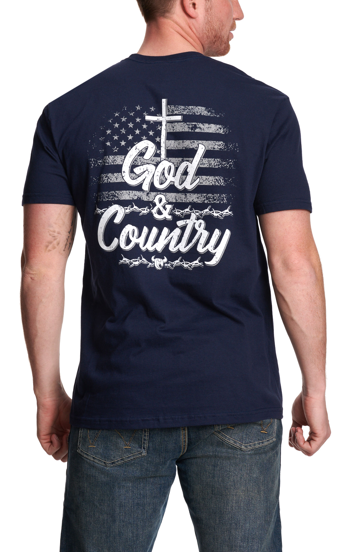 Cowboy Hardware Men's Navy God & Country T-Shirt - Image 1