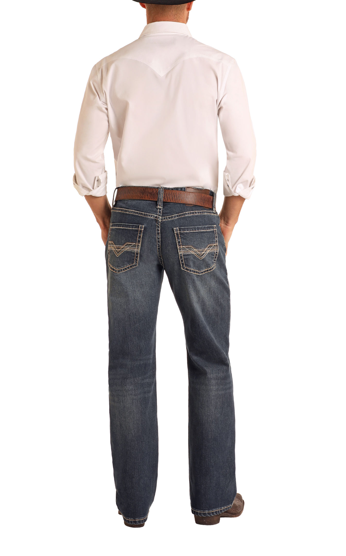 Rock & Roll Denim Men's Double Barrel Dark Stackable Boot Cut Jeans - Image 1