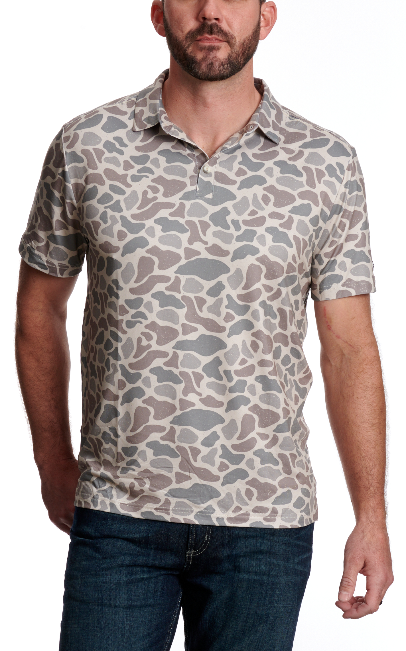BURLEBO Men's Deer Camo Performance Polo - Image 1