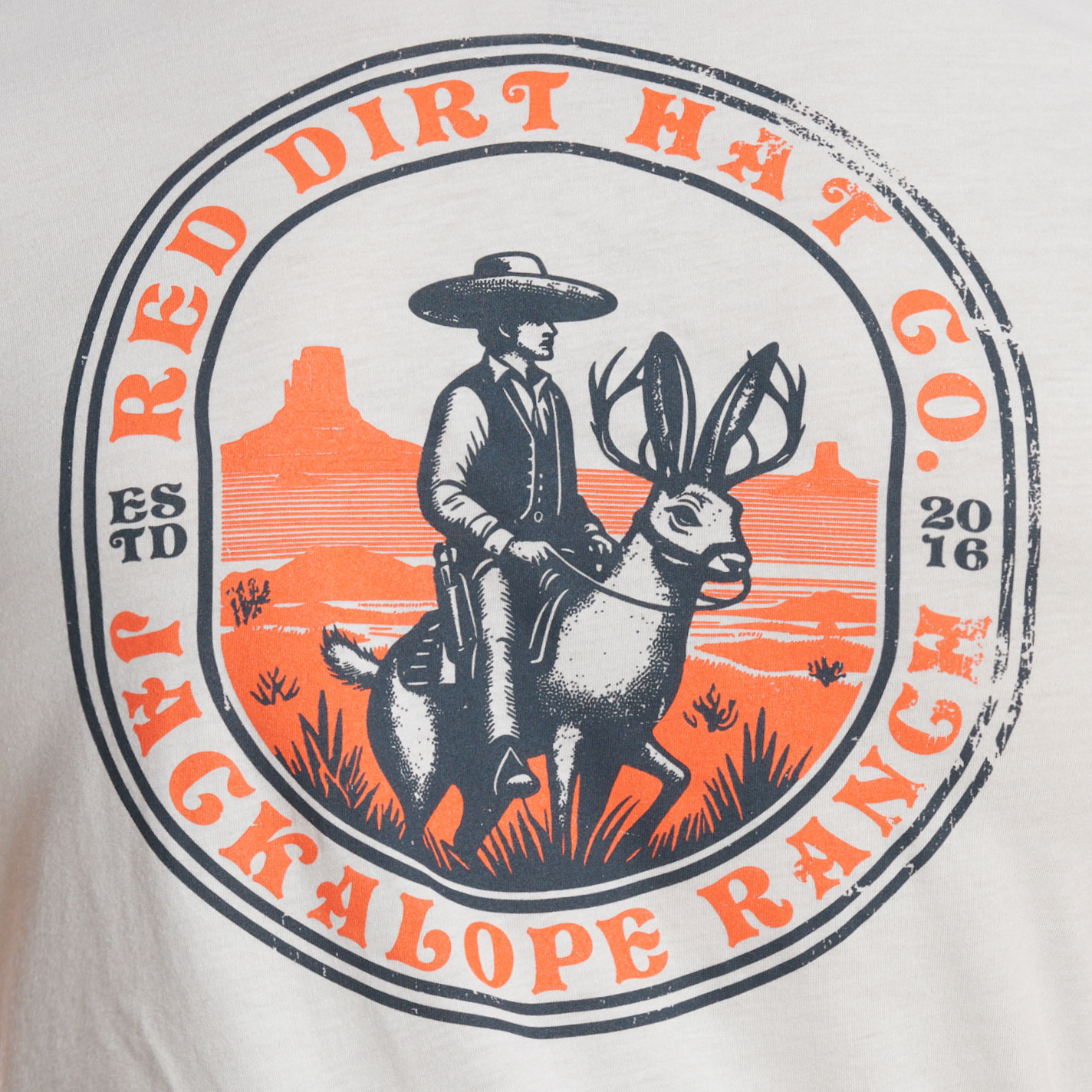 Red Dirt Hat Co. Men's Jackalope Trail Heather Silver Graphic T-Shirt - Image 2
