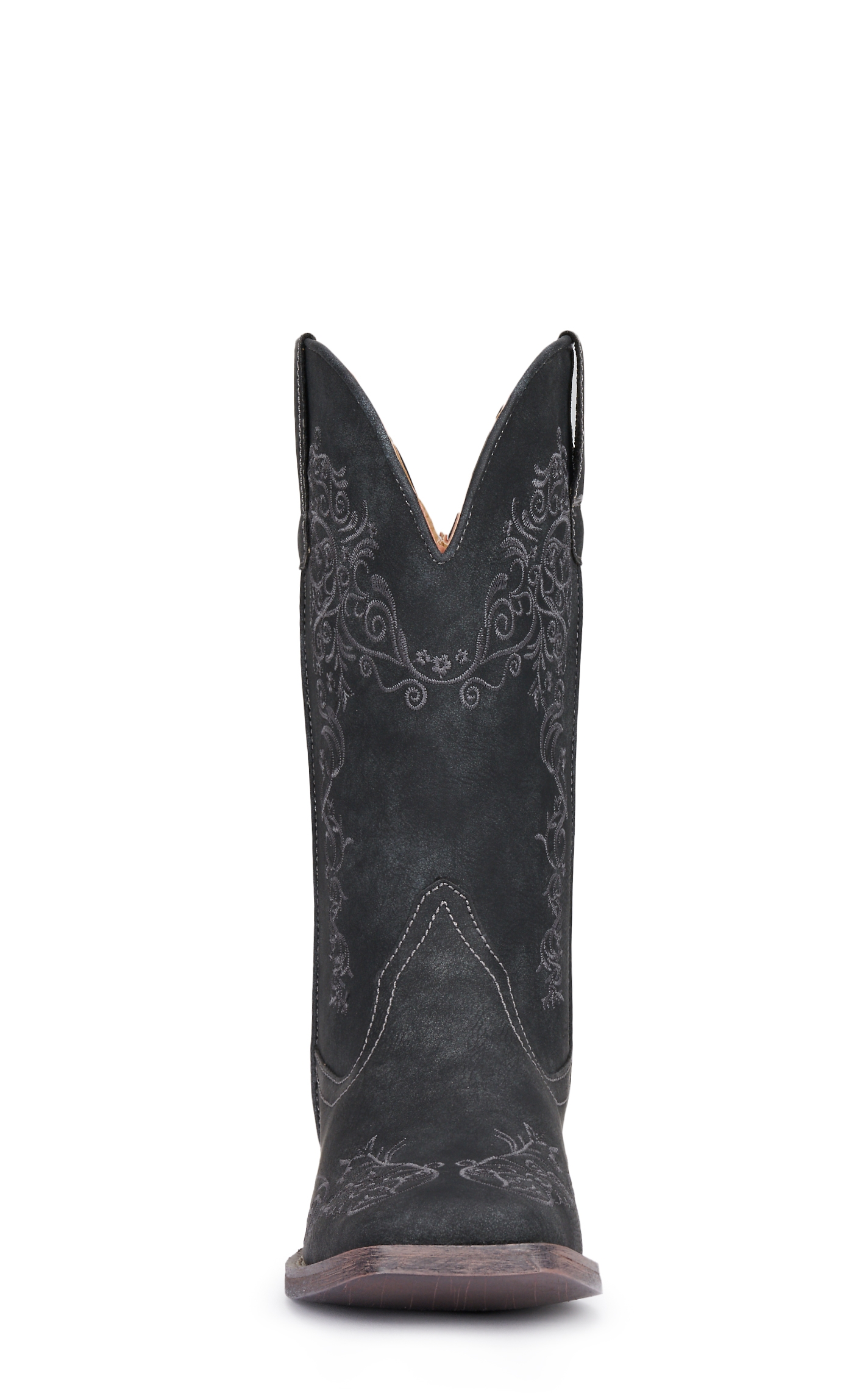 Roper Women's Black Bomber with Scroll Embroidery Wide Square Toe Cowboy Boots - Image 1