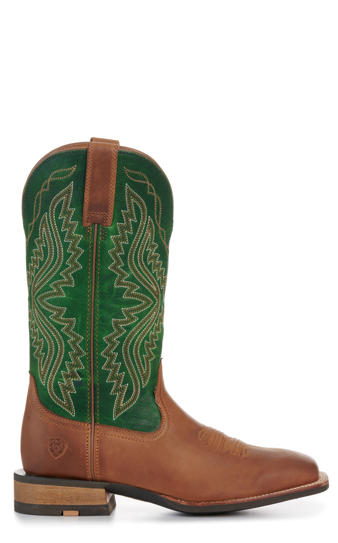 Ariat Men's Wheat Brown Lime TekStep Wide Square Toe Cowboy Boots - Image 1