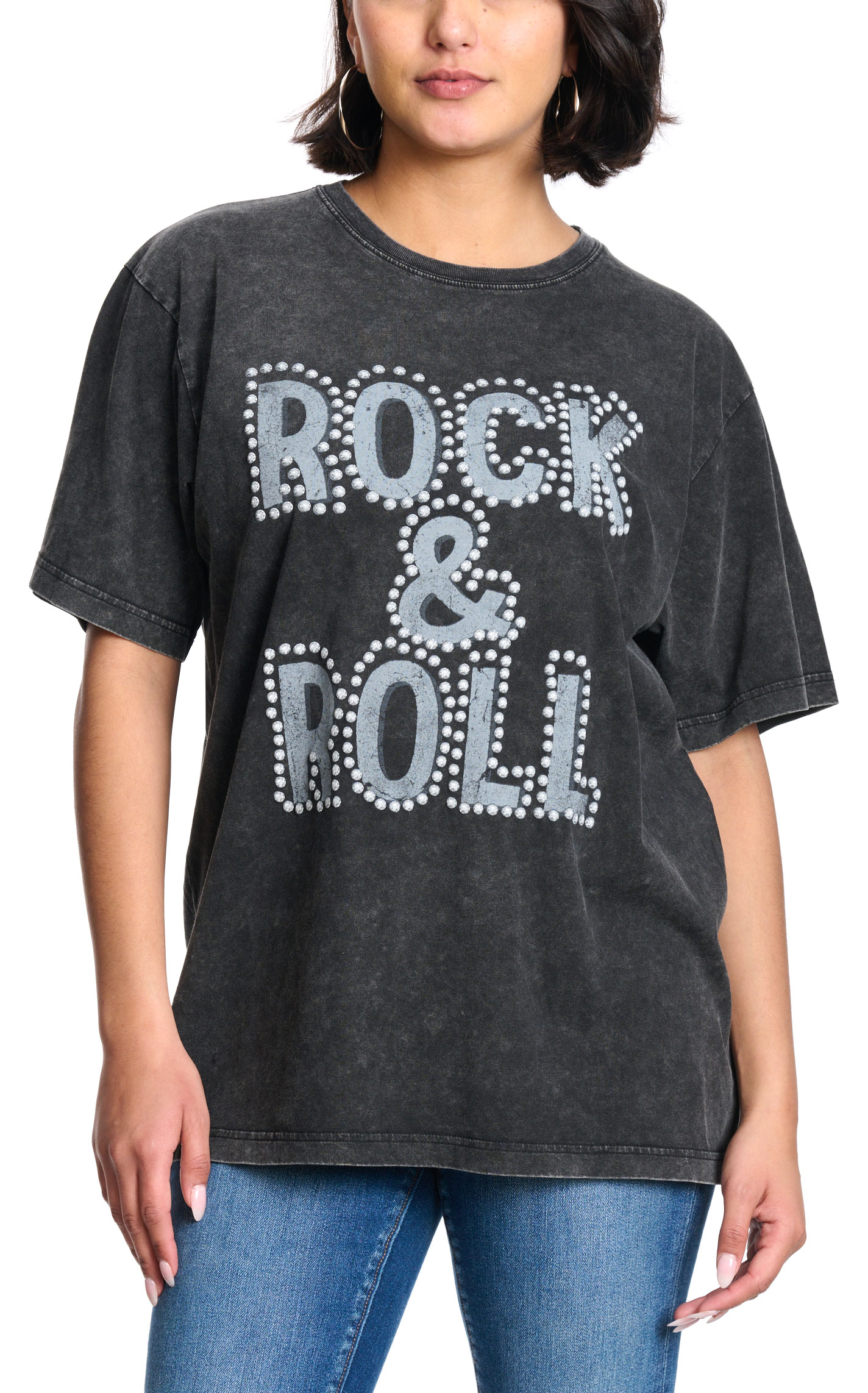 Zutter Women's Black Rock & Roll Puff Graphic T-Shirt - Image 1