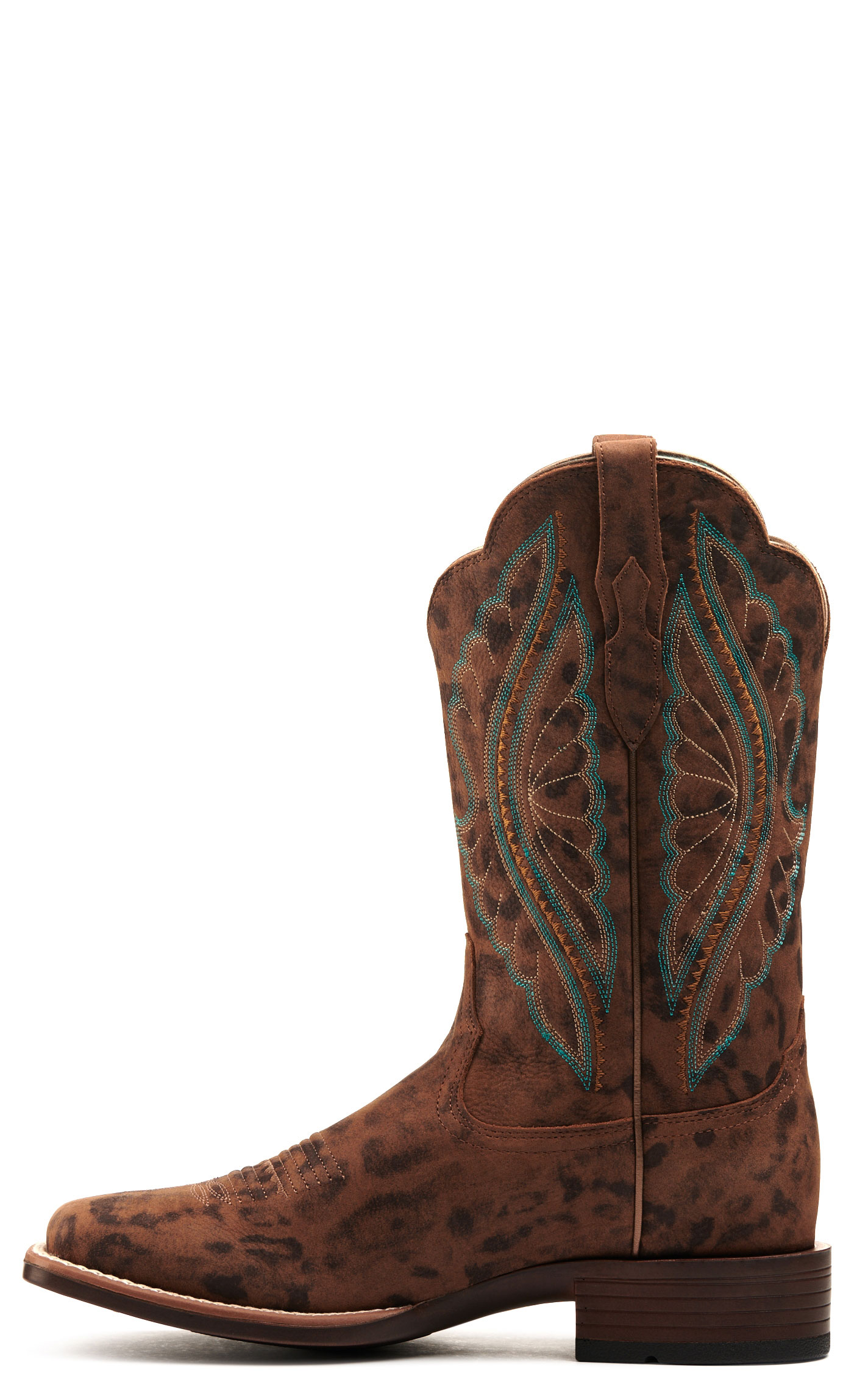 Ariat Women's PrimeTime Brown Faded Leopard Bantamweight Wide Square Toe Cowboy Boots - Image 1