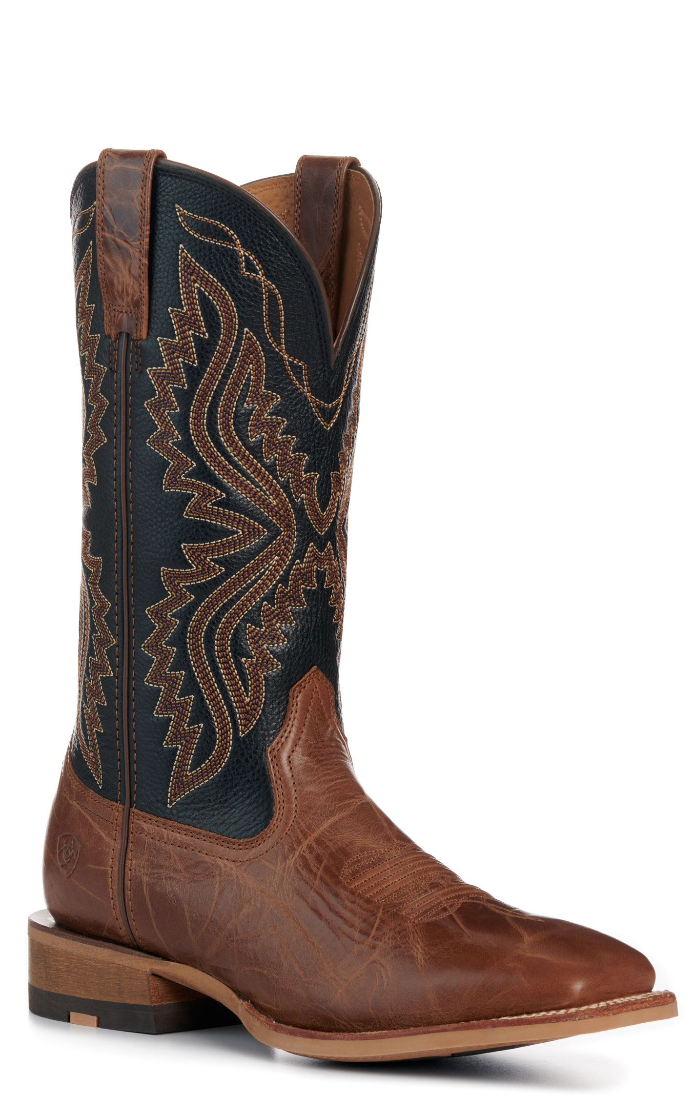 Ariat Men's Baxter Dark Tan and Black Wide Square Toe Cowboy Boots - Image 1