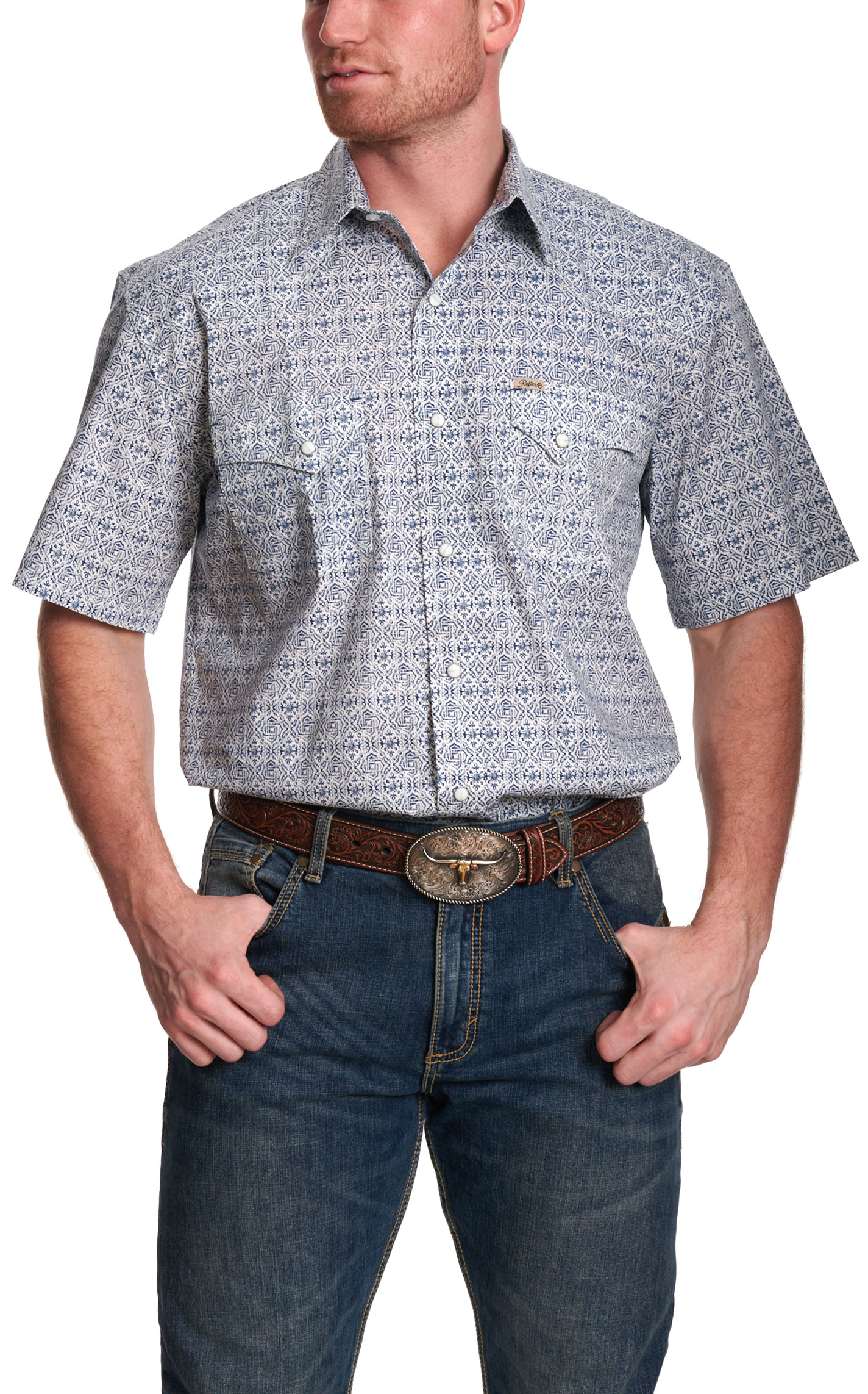 Rafter C Men's Blue Wallpaper Print Shirt - Image 1