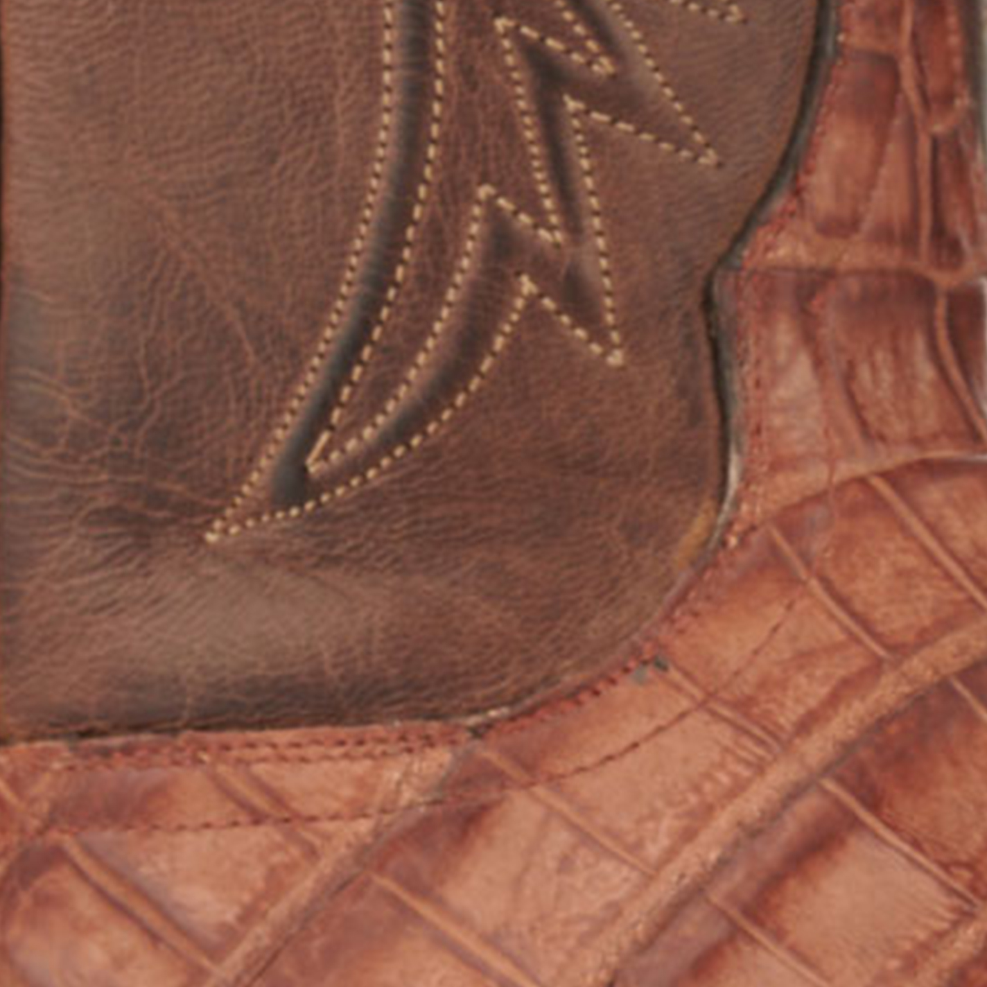 Black Jack Men's Burnished Barnwood and Brown Caiman Belly Wide Square Toe Exotic Cowboy Boots - Image 1