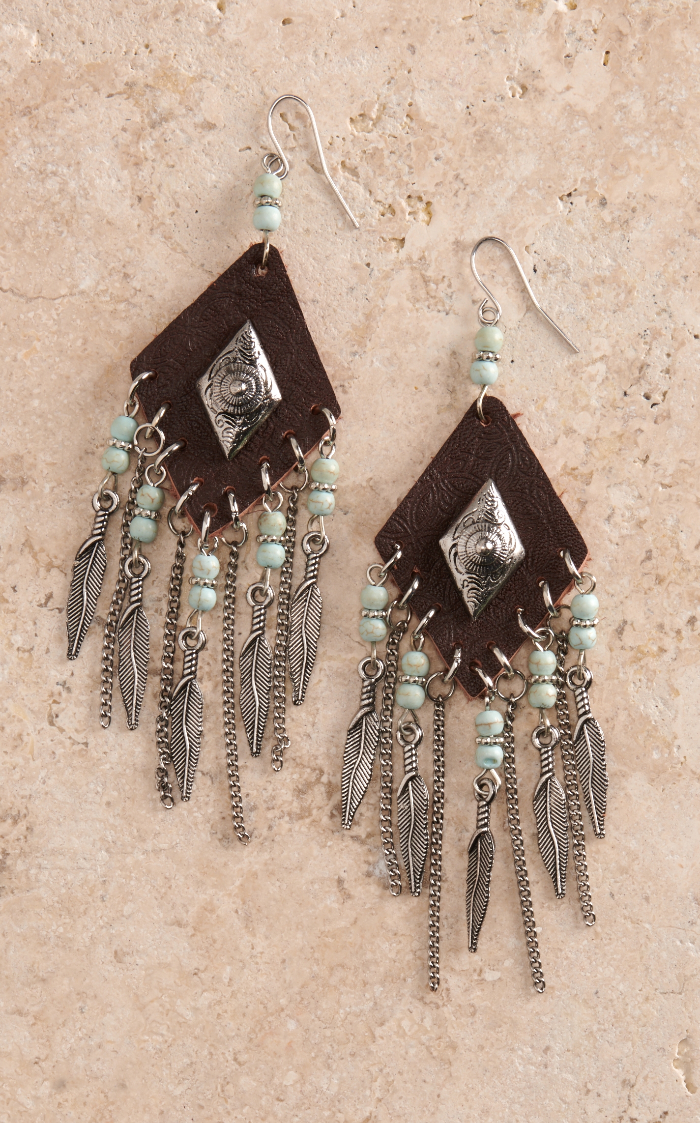 Cowgirl Confetti Women's Sweetest Words Embossed Leather and Silver Charm Earrings - Image 1