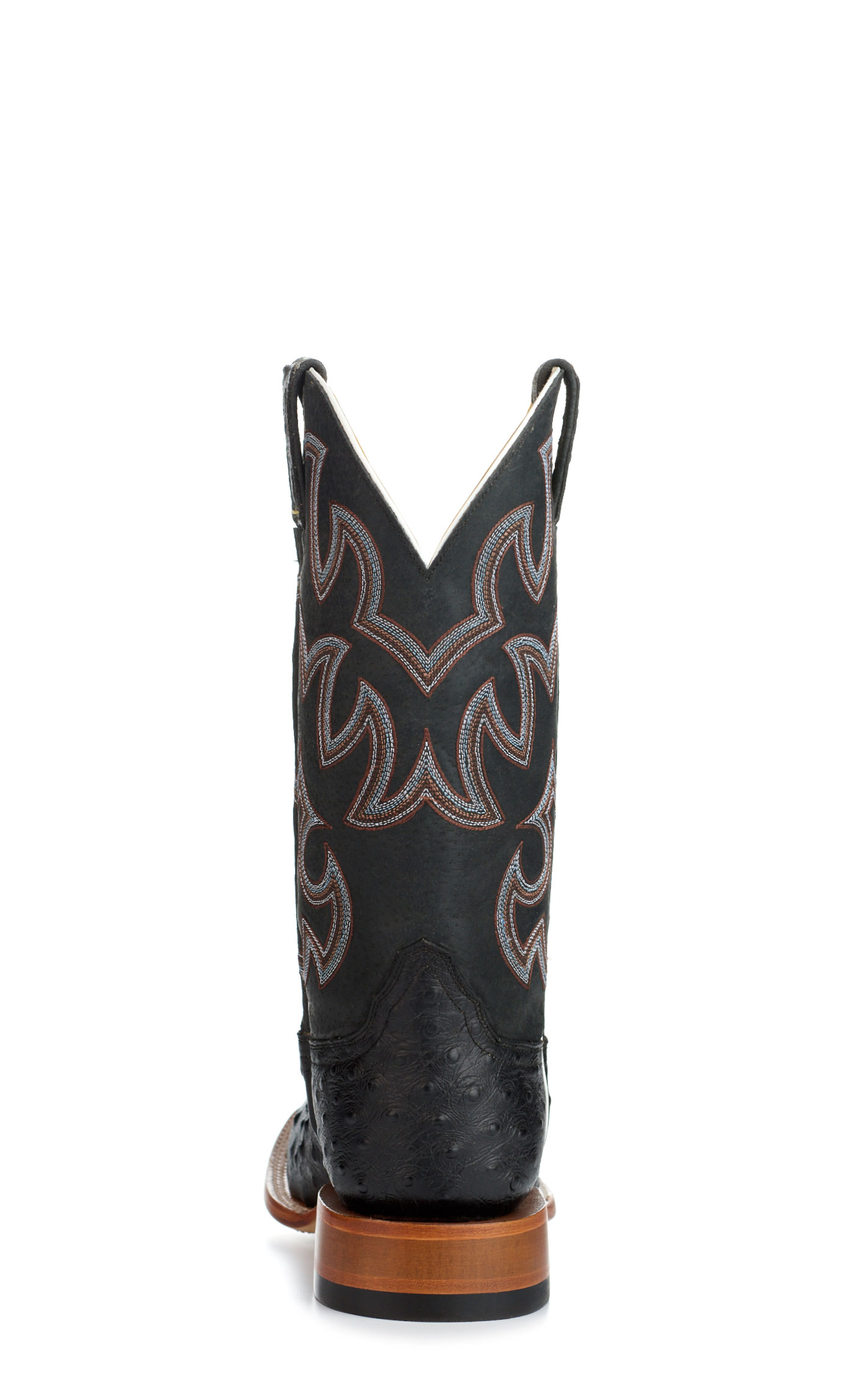 Cavender's Men's Endurance Black with Black Ostrich Print Foot Hybrid Wide Square Toe Cowboy Boots - Image 1