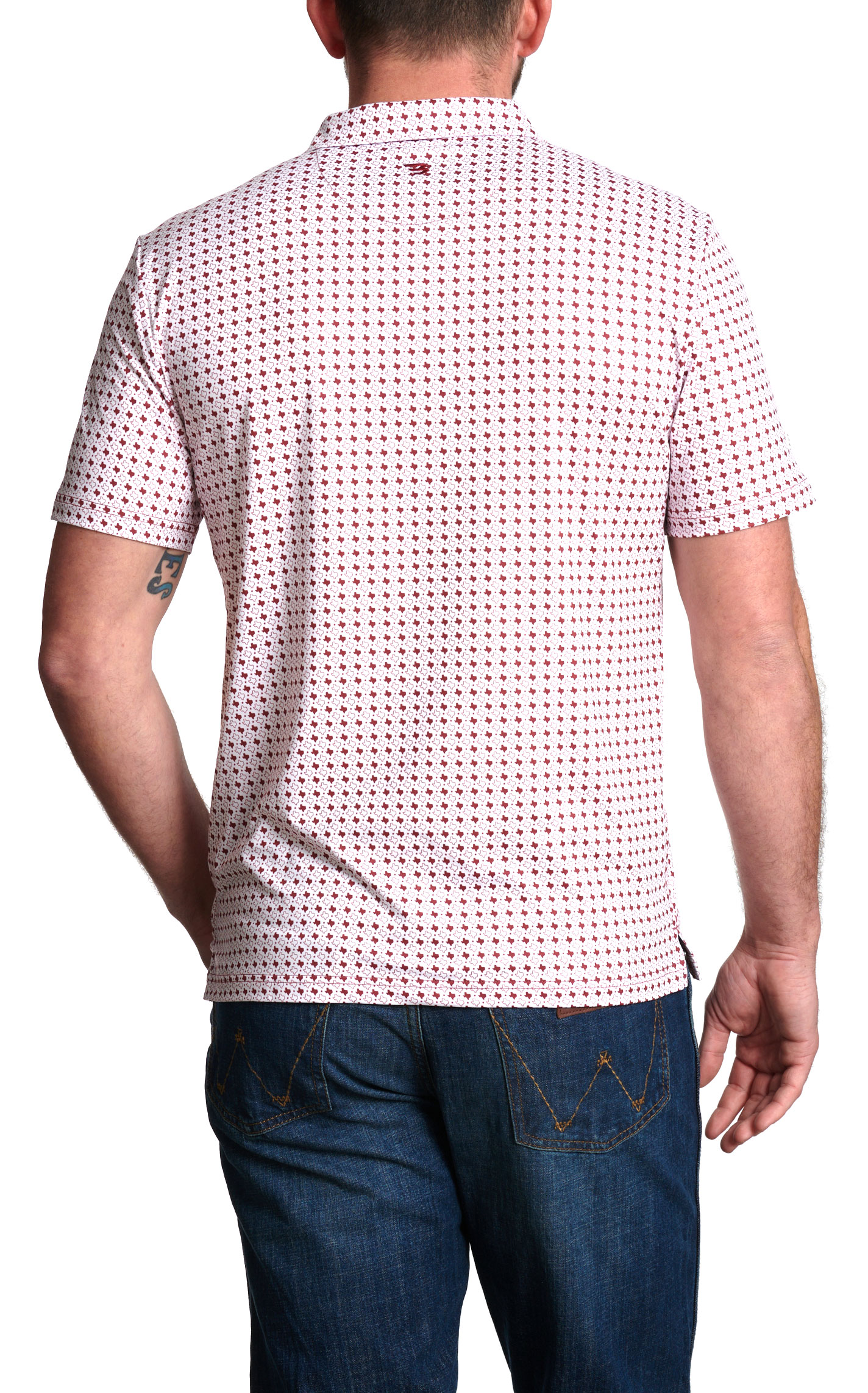 Burlebo Men's White Texas Print Performance Polo - Image 1
