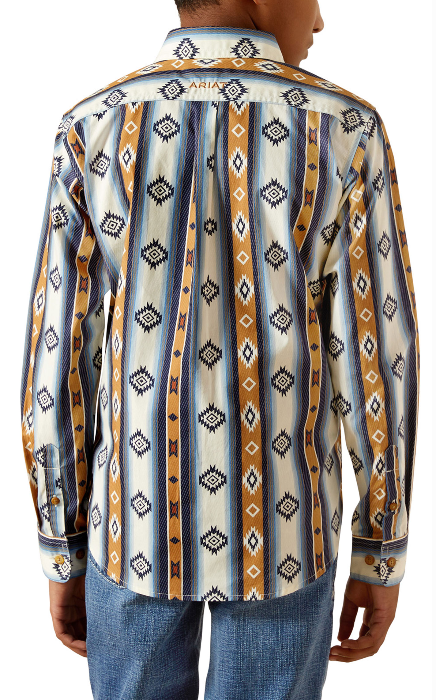 Ariat Boy's Shilo Striped Aztec Print Western Shirt - Image 1