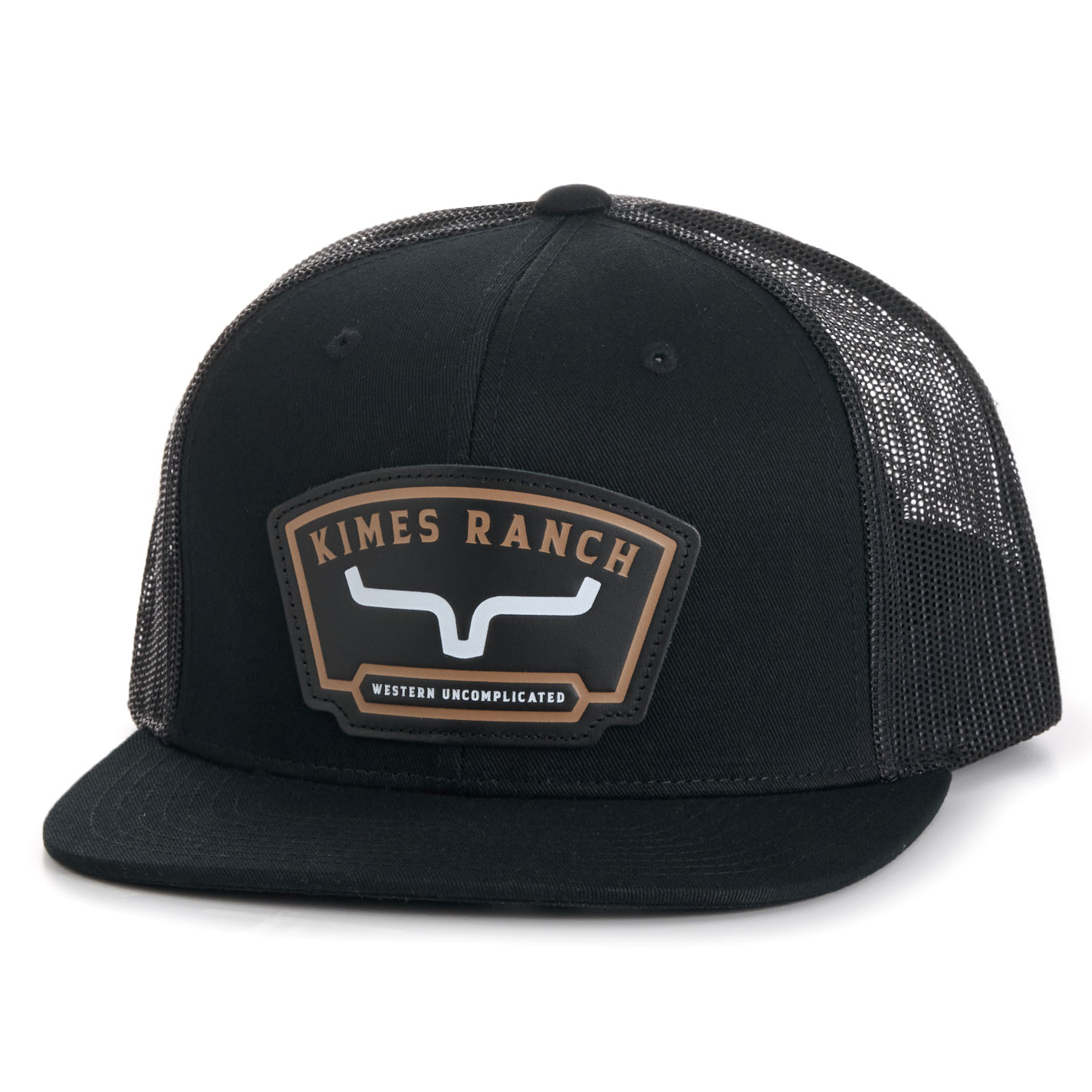 Kimes Ranch Men's Black & Black Leather Logo Patch Cap - Image 1