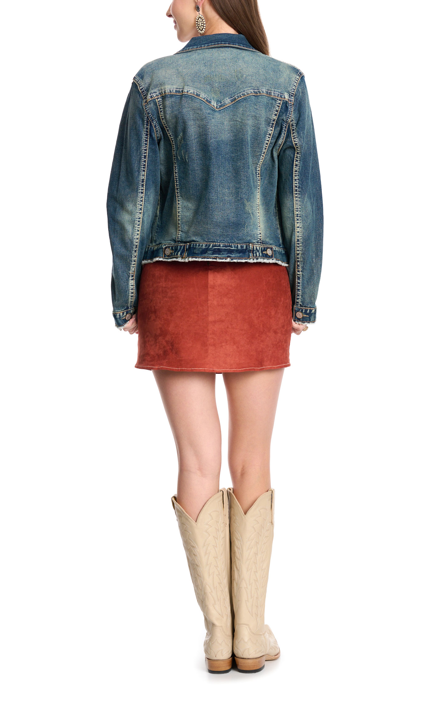 Rockin C Women's Tangerine Faux Suede Skirt - Image 1