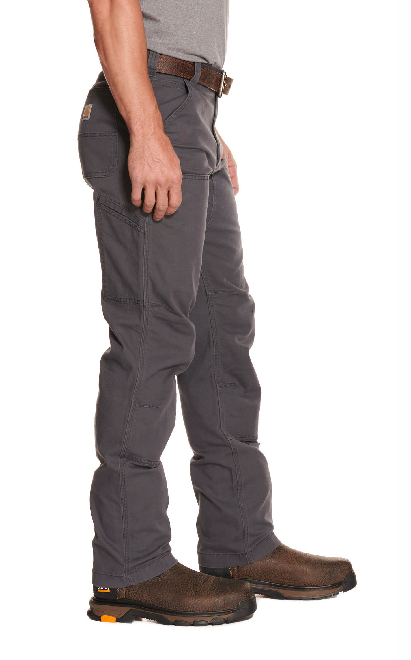Carhartt Men's Shadow Gray Relaxed Fit Straight Leg Rugged Flex Stretch Canvas Double-Front Work Pants - Image 1