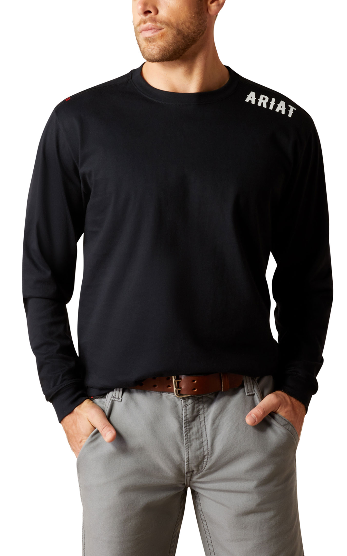 Ariat Men's Black Work Hard Live Free Logo Graphic FR Work Shirt - Image 1