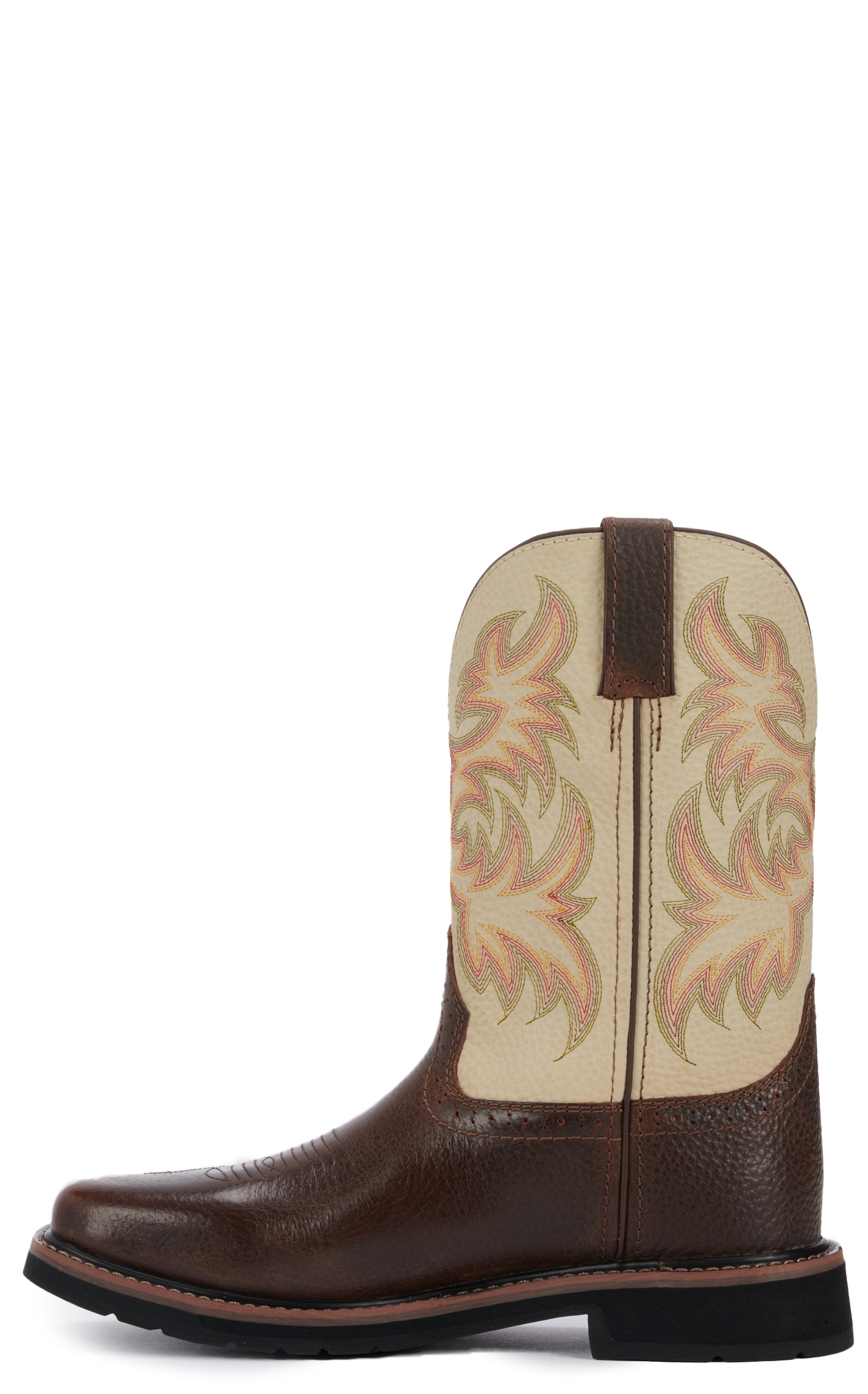 Justin Men's Stampede Driller Copper Brown and Ivory Square Toe Work Boot - Image 1