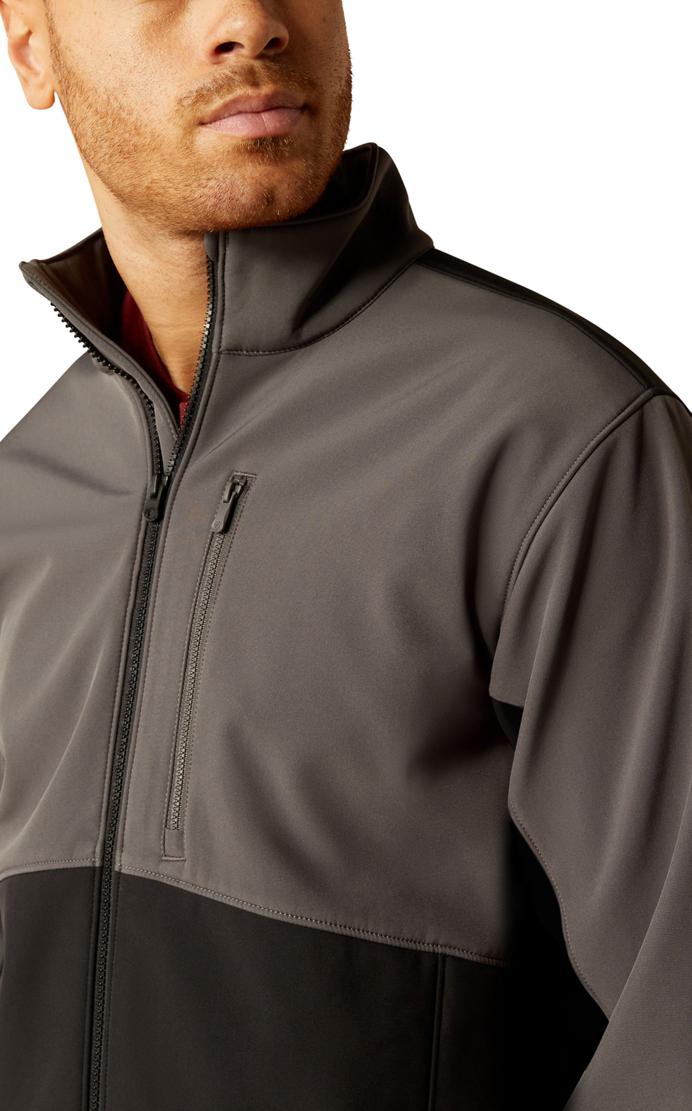 Ariat Men's Black & Gray Logo Embroidered Softshell Jacket - Image 1