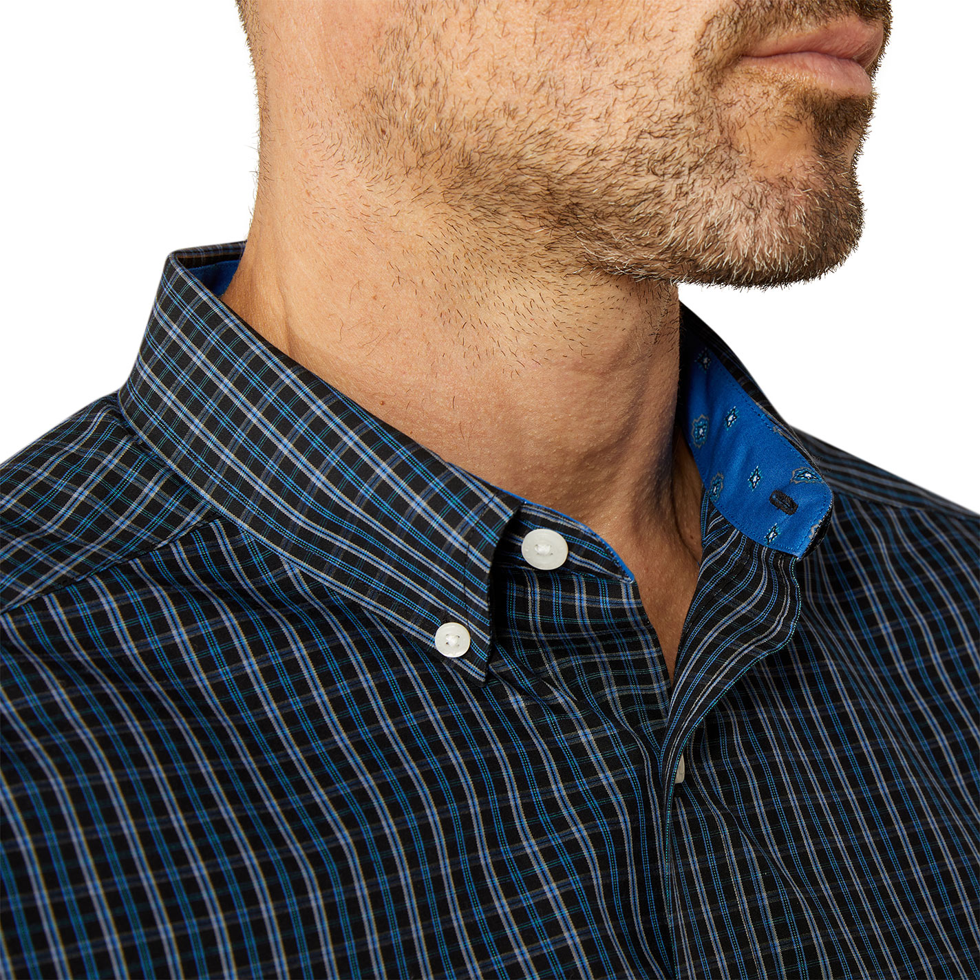 Ariat Men's Black & Blue Plaid Print Western Shirt - Image 1