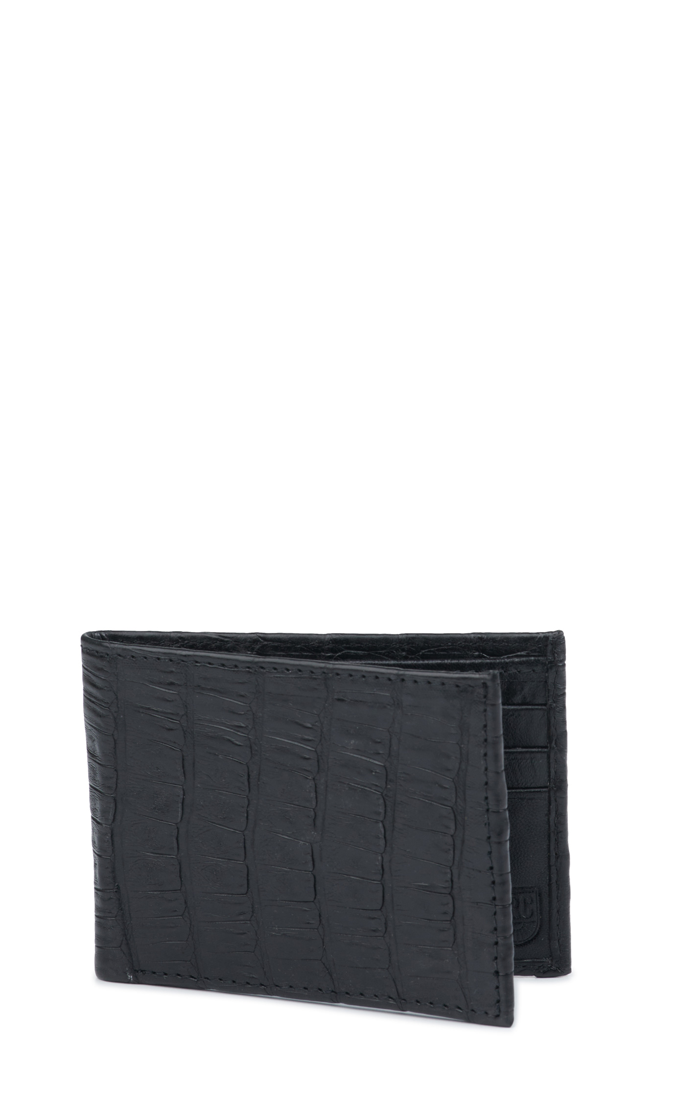 JRC & Sons Men's Black Caiman Leather Bifold Exotic Wallet - Image 1